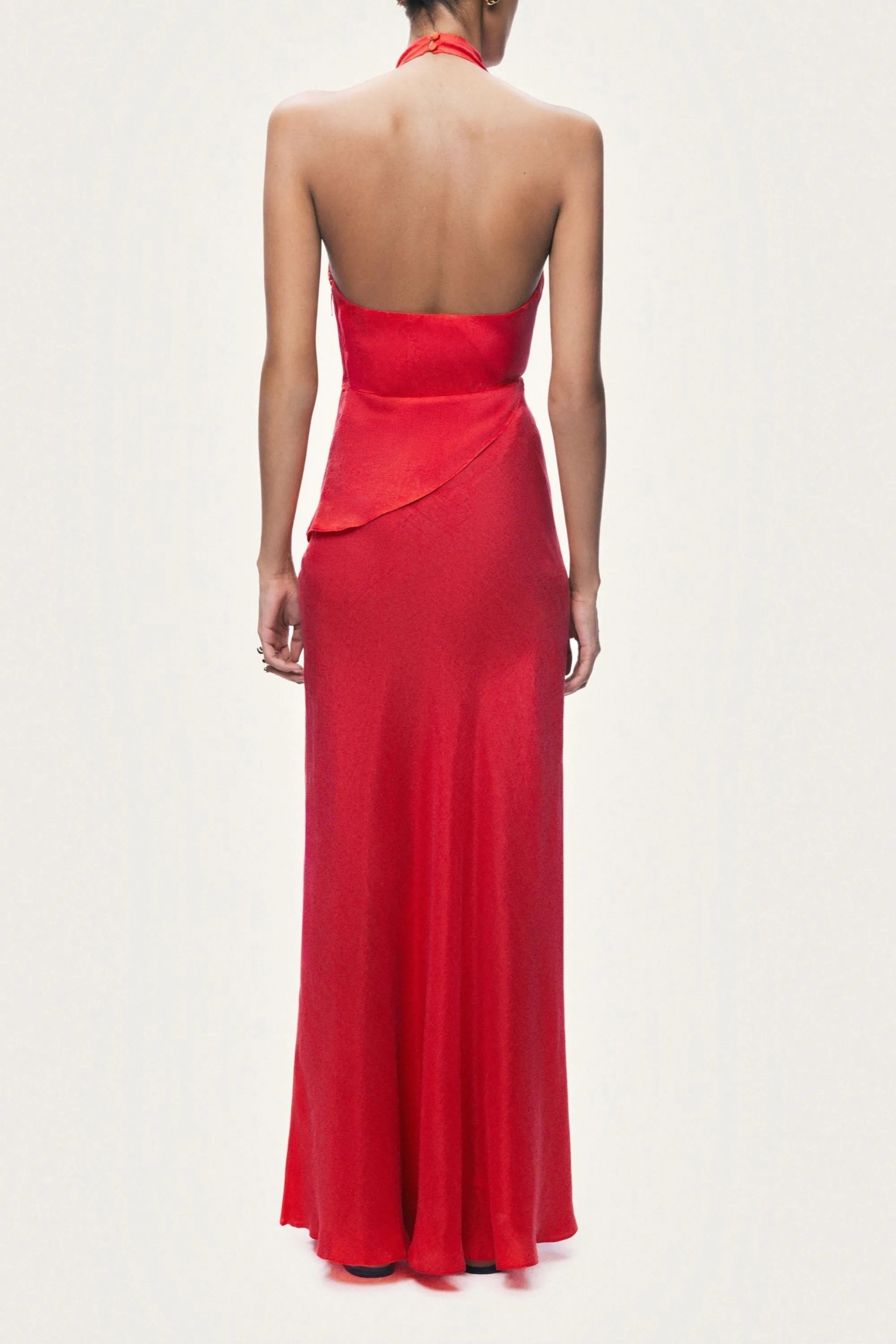 Nocturne Red Women Asymmetric Open-Back Halter Maxi Dress SKU: N26YN2812_0003 Image 05