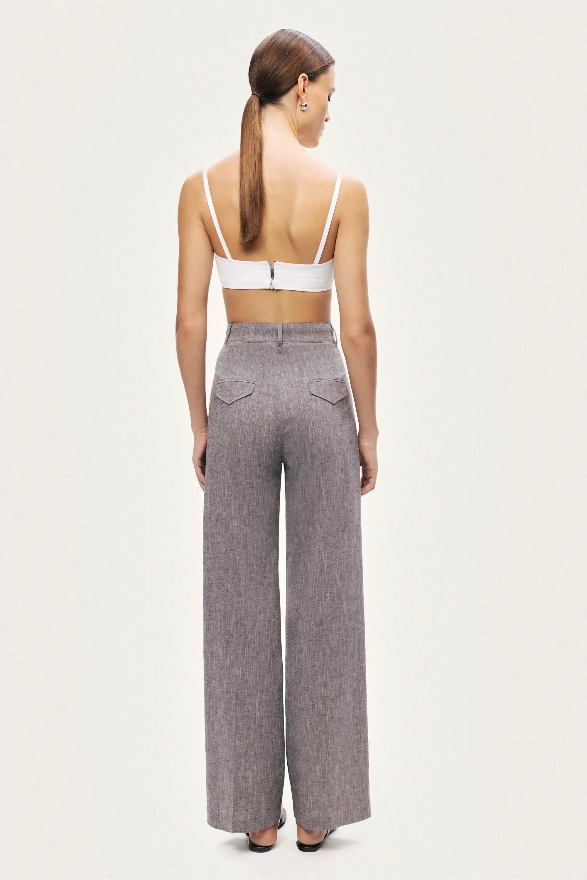 Nocturne Grey Melange Women Wide-Leg Tailored Pants SKU: N26YN3499_0112 Image 07