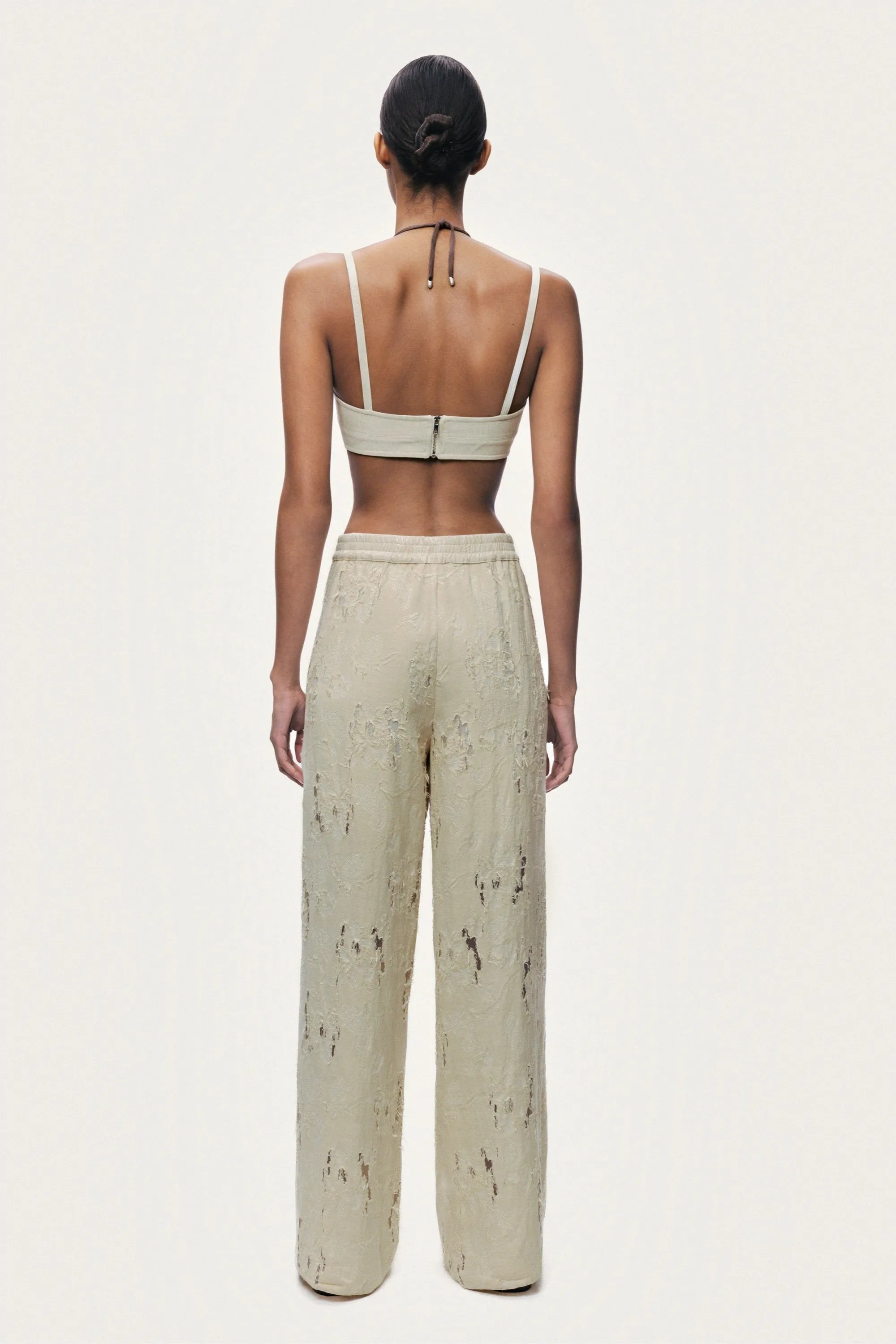 Nocturne Off-White Women Jacquard Wide-Leg Trousers SKU: N26YN3504_0014 Image 06