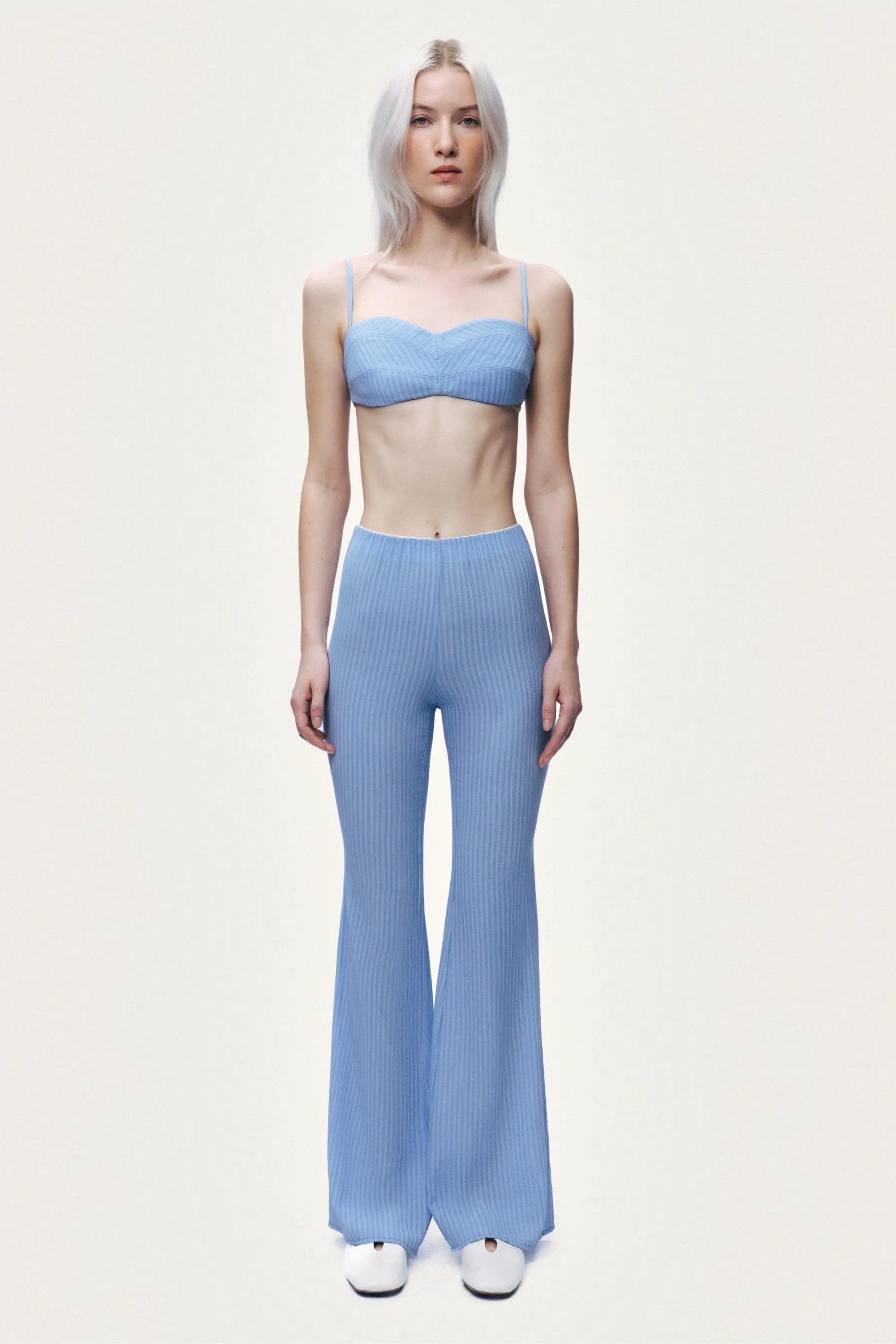 Nocturne Blue Women High-Waist Flare Trousers SKU: N26YN3510_0011 Image 02