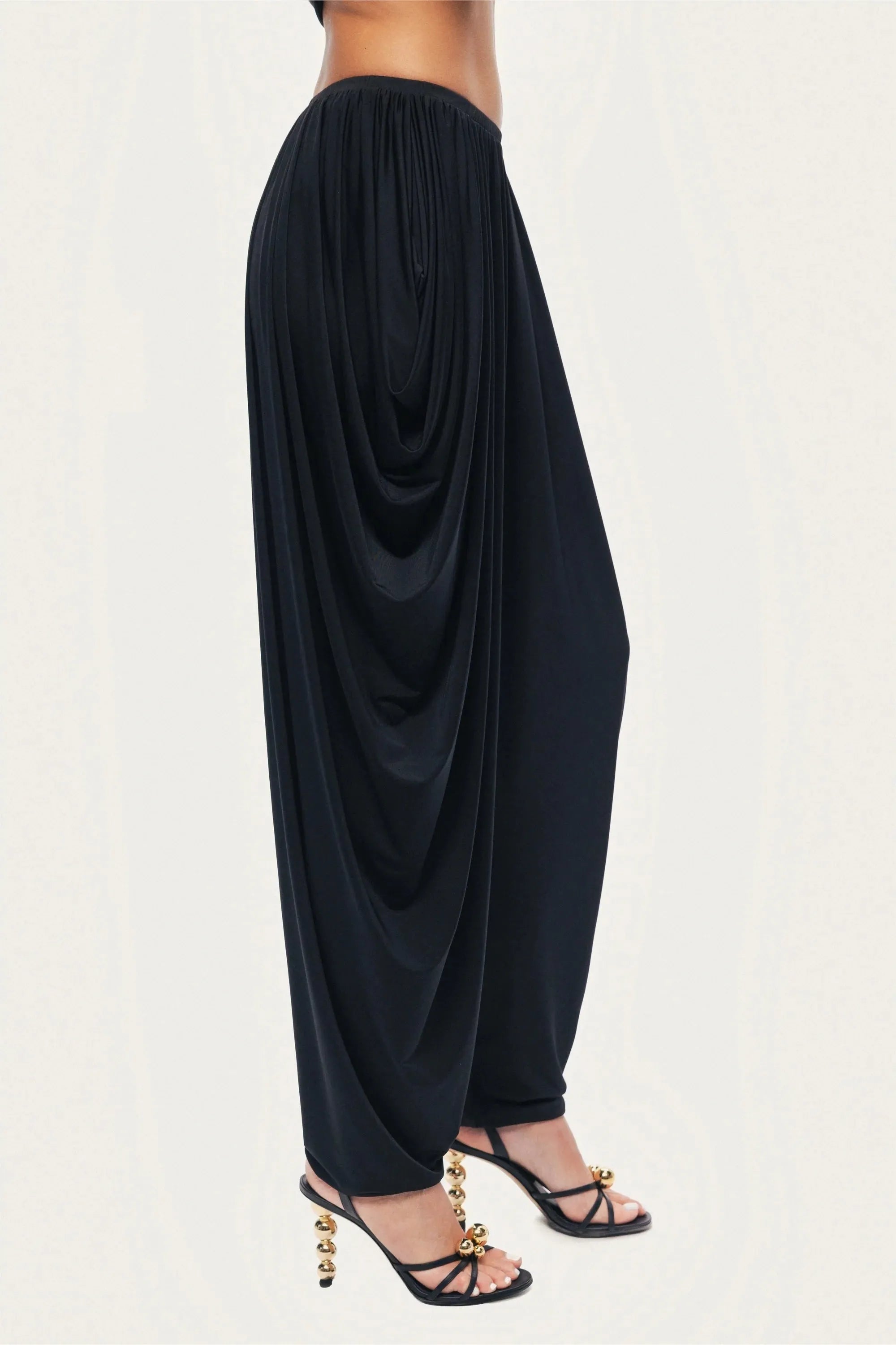 Nocturne Black Women Draped Relaxed-Fit Pants SKU: N26YN3515_0002 Image 07