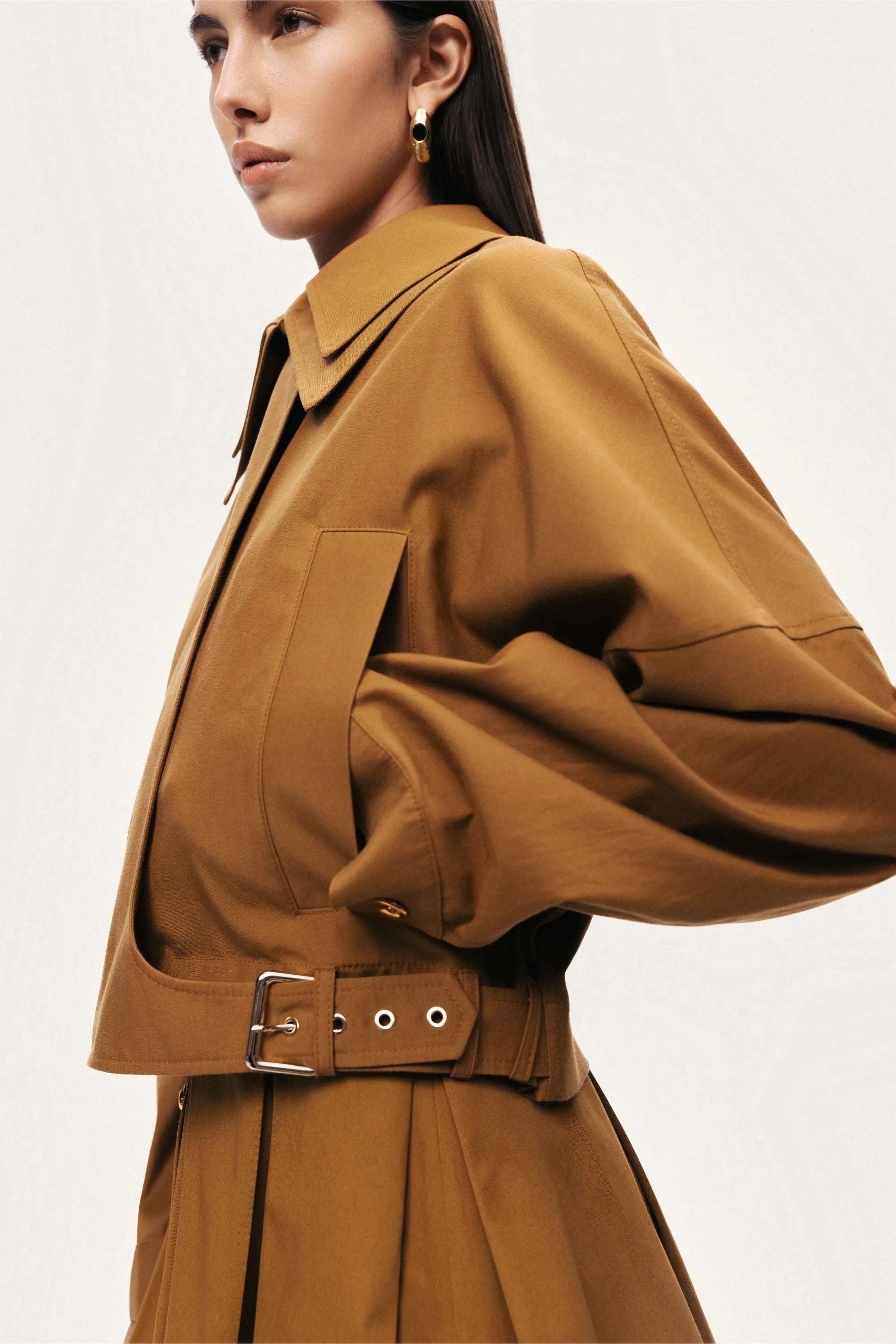 Nocturne Camel Women Belted Utility Jacket SKU: N26YN5358_0053 Image 06