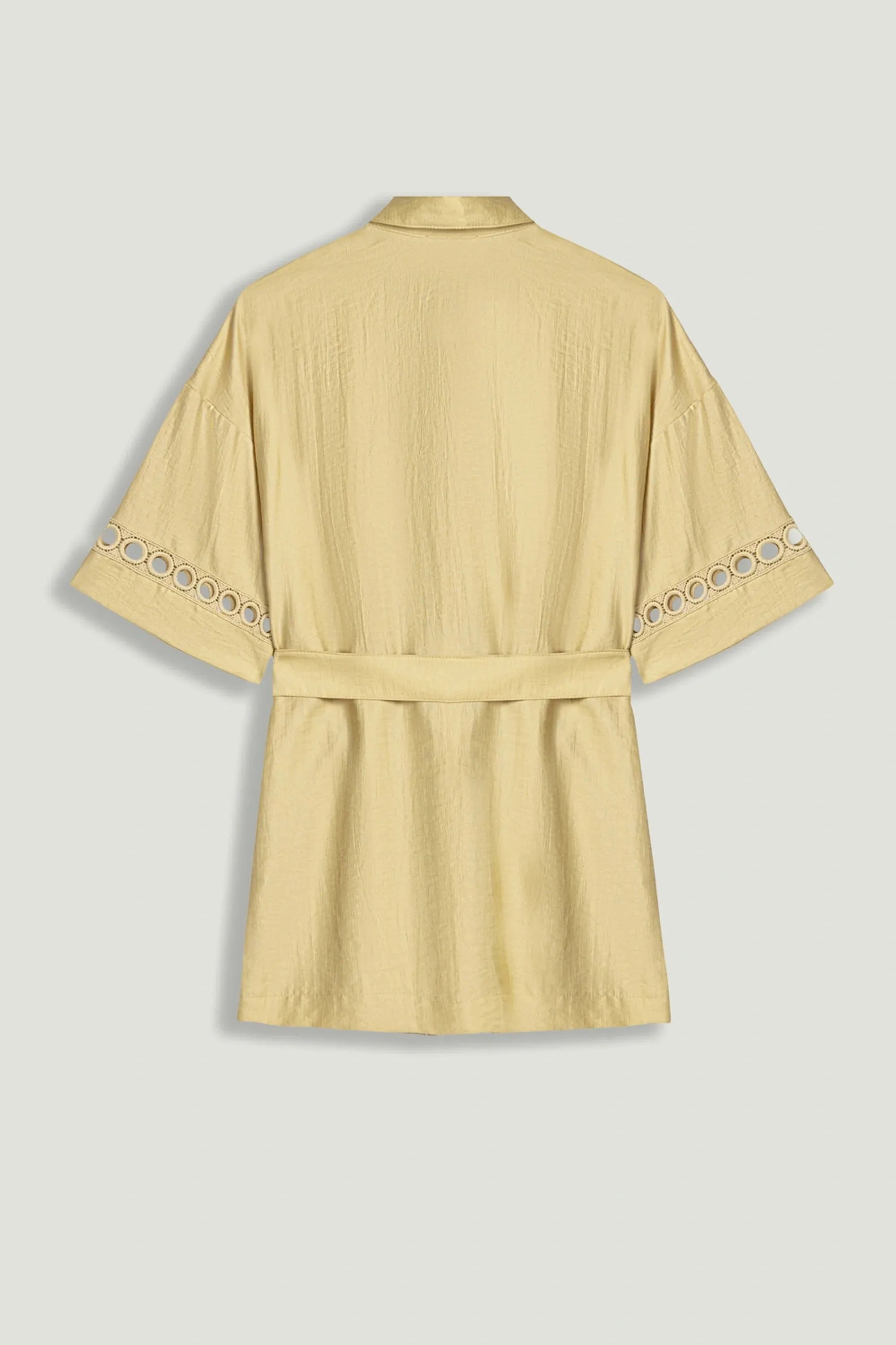 Nocturne Yellow Women Belted Eyelet Detail Short-Sleeve Jacket SKU: N26YN5366_0013 Image 12