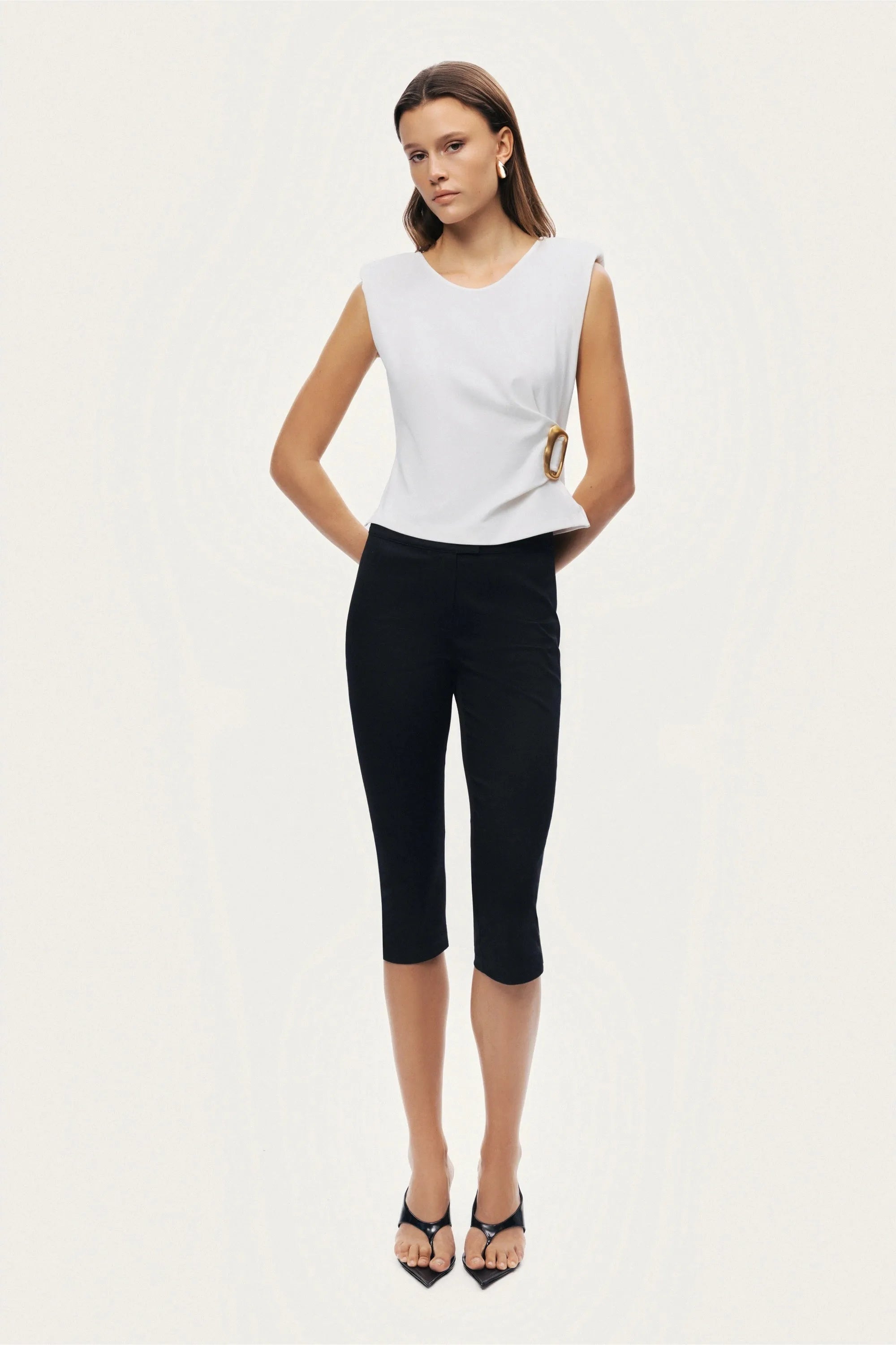 Nocturne Off-White Women Sleeveless Buckle-Detail Blouse SKU: N26YN6226_0014 Image 05