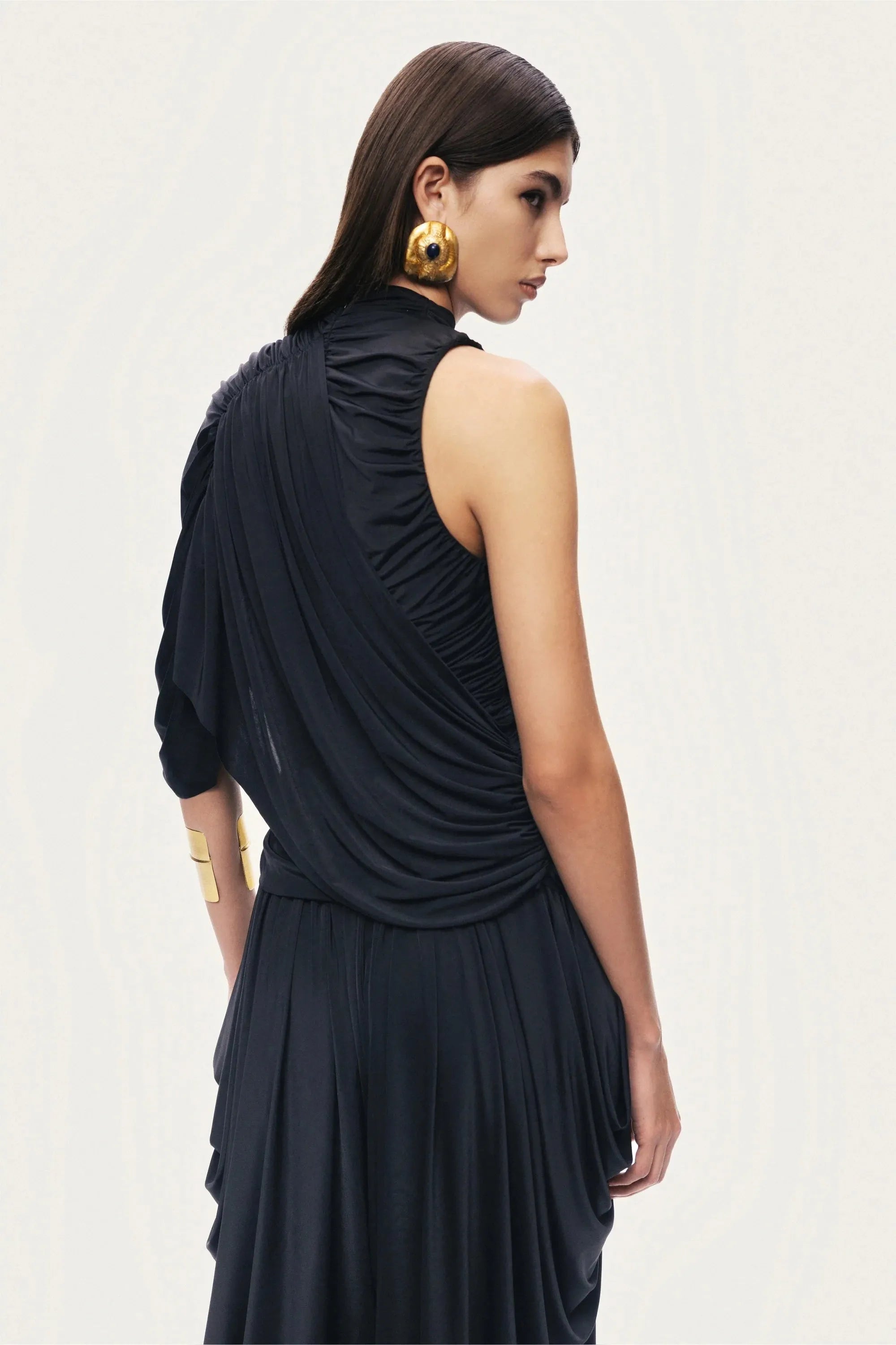 Nocturne Black Women Asymmetric Draped Blouse SKU: N26YN6248_0002 Image 05