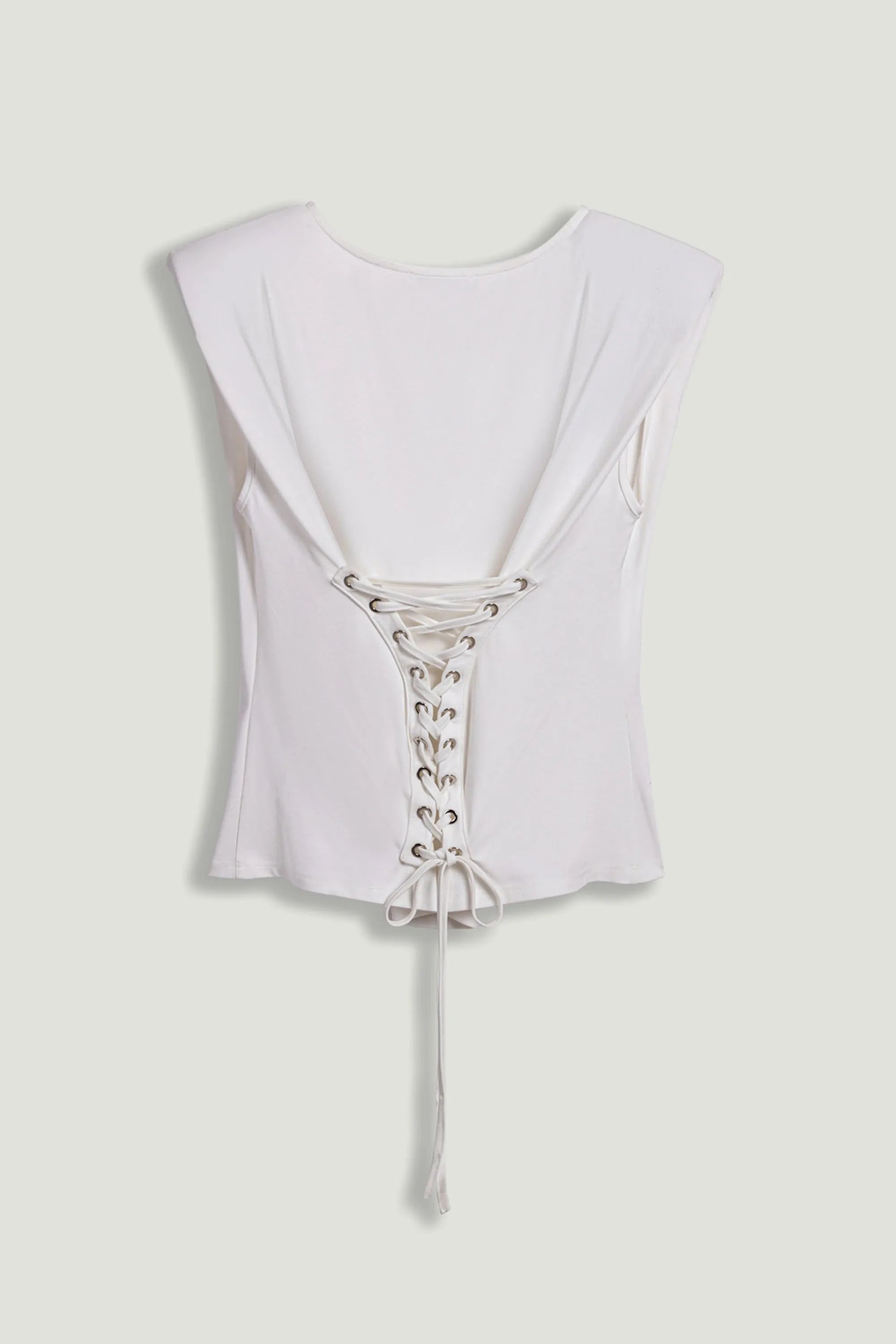 Nocturne White Women T-Shirt with Lace-Up Back Detail SKU: N26YN70083_0001 Image 08