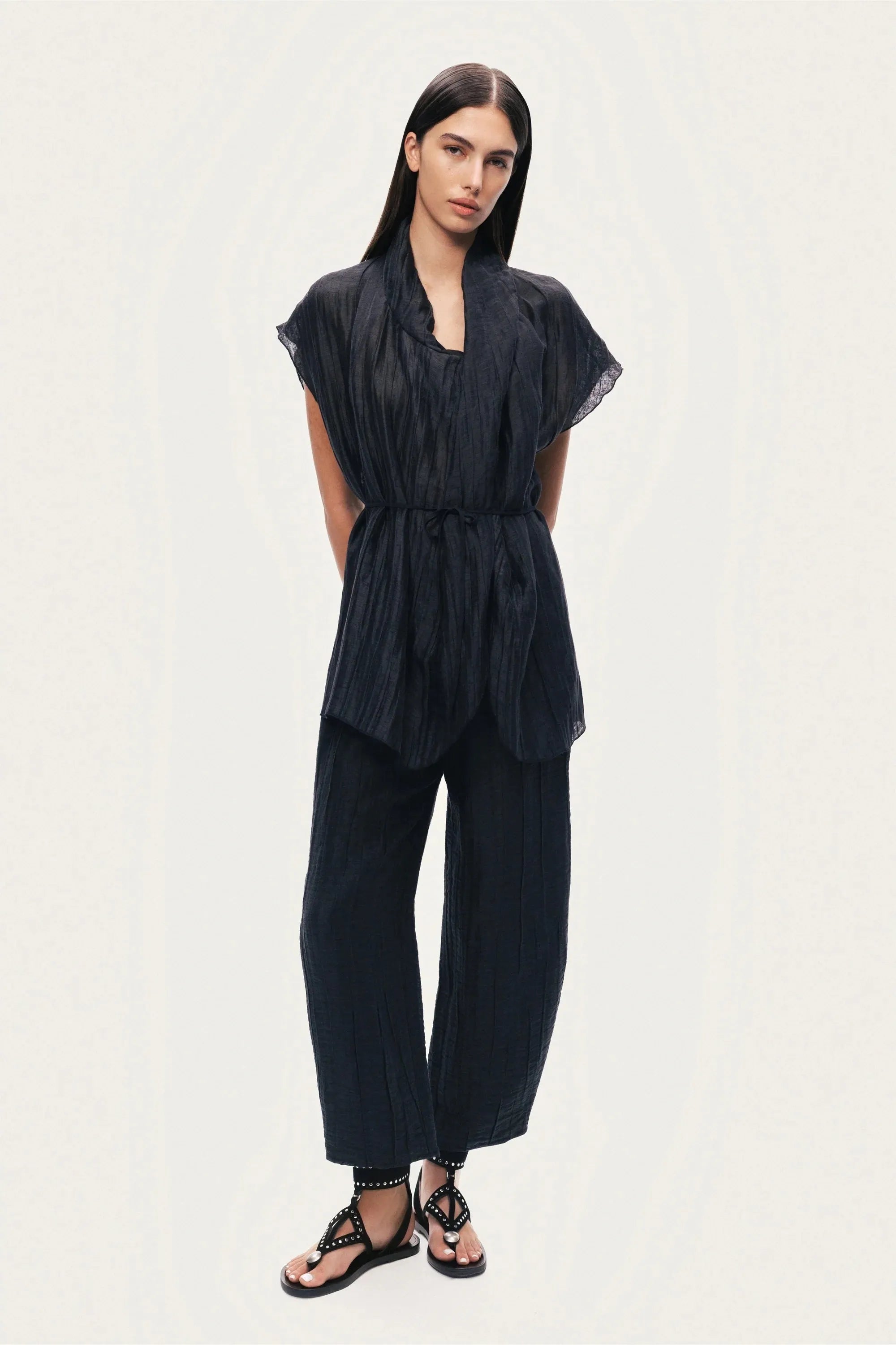 Nocturne Black Women Belted Vest SKU: N26YN7084_0002 Image 05