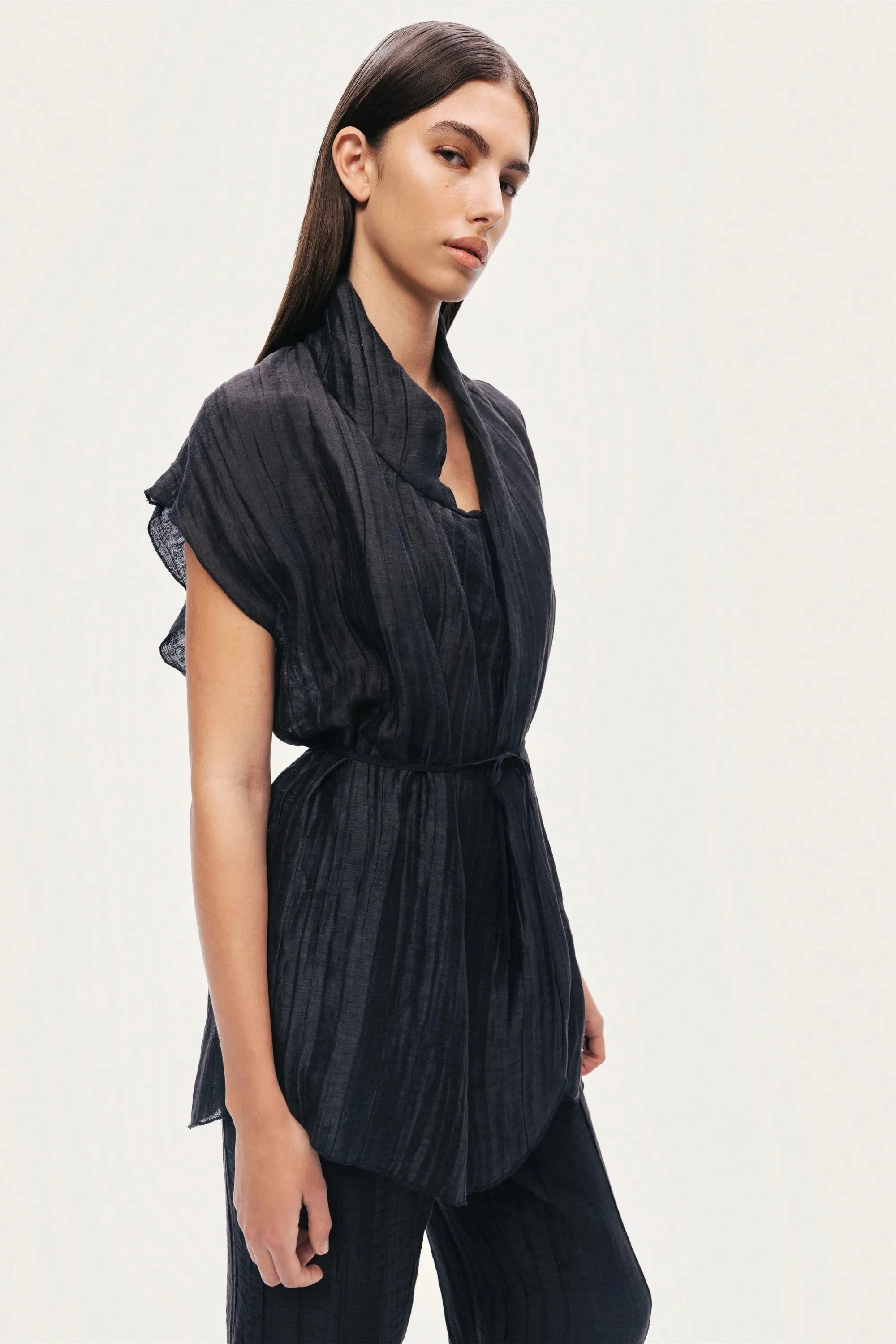 Nocturne Black Women Belted Vest SKU: N26YN7084_0002 Image 07
