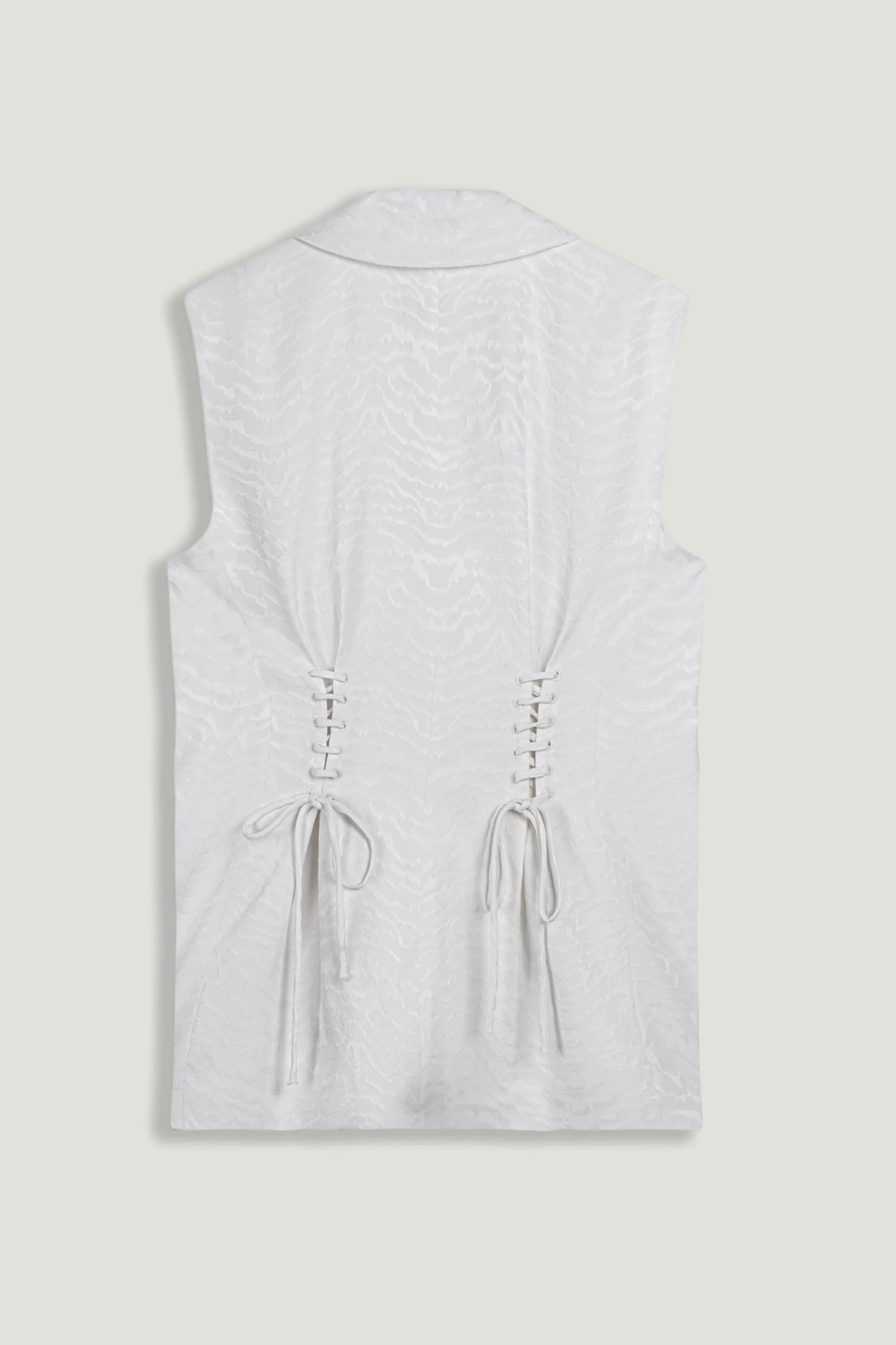 Nocturne Off-White Women Lace-Up Waist Tailored Vest SKU: N26YN7089_0014 Image 10