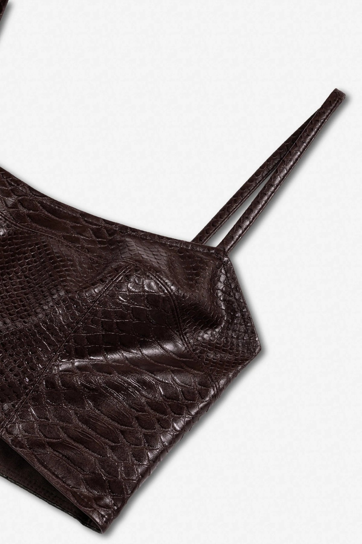 Nocturne Dark Brown Women Snake Effect Leather Bralet SKU: N27KN15151_0094 Image 07