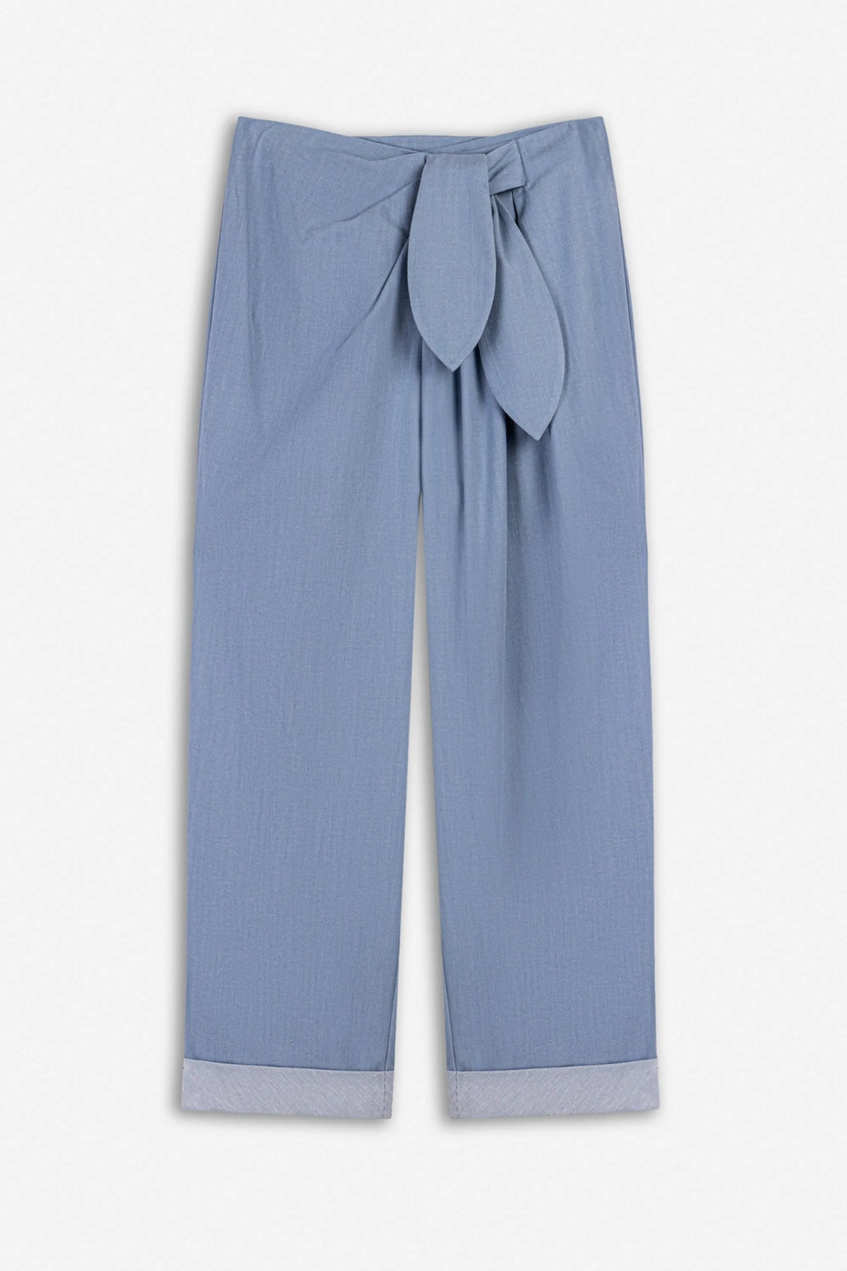 Nocturne Blue Women Tie Detail Pleated Trousers SKU: N27KN3538_0011 Image 06