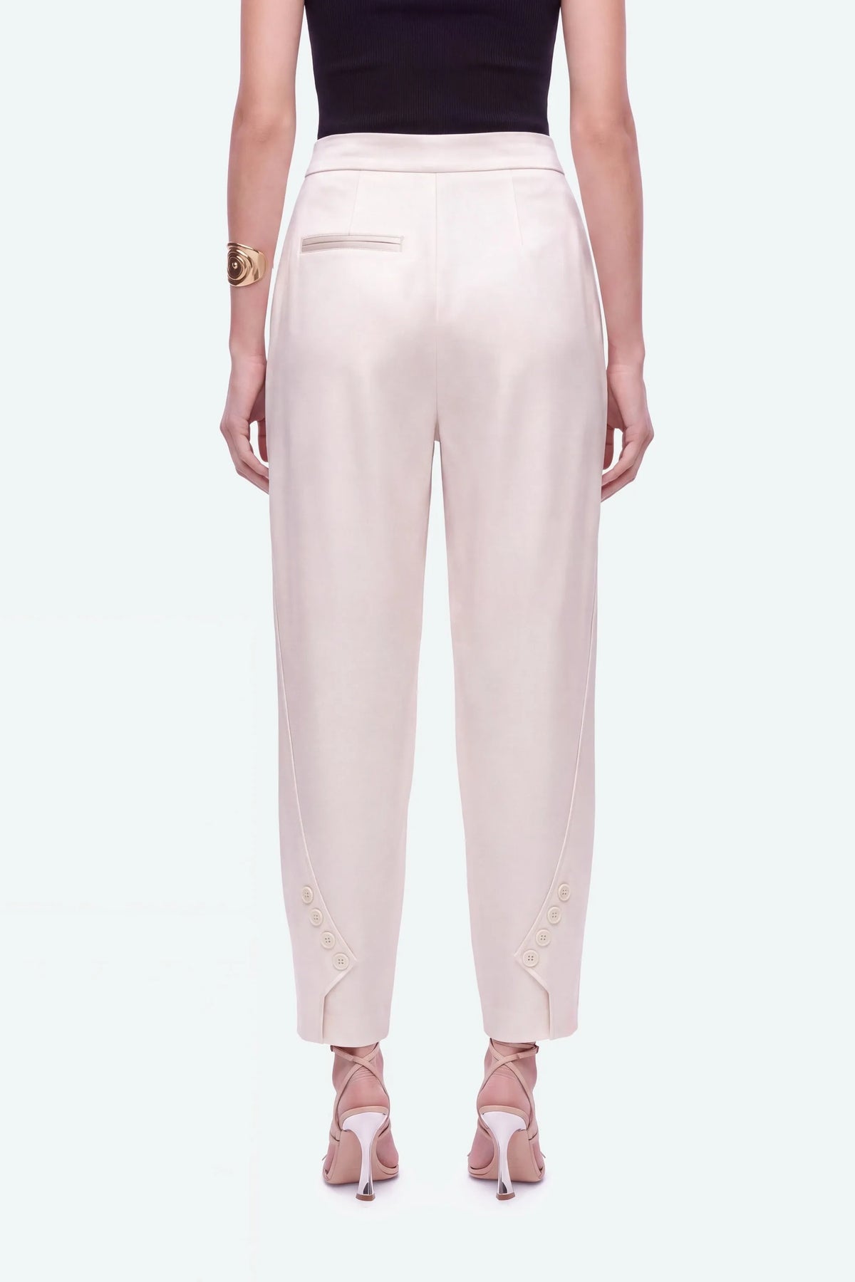 Nocturne Off-White Women High Waist Balloon Leg Trousers SKU: N27KN3541_0014 Image 04