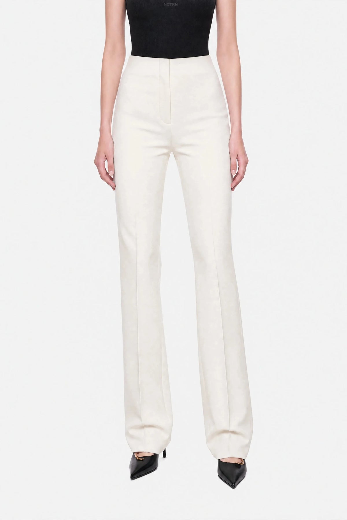 Nocturne Off-White Women High Waist Slit Hem Trousers SKU: N27KN3549_0014 Image 05
