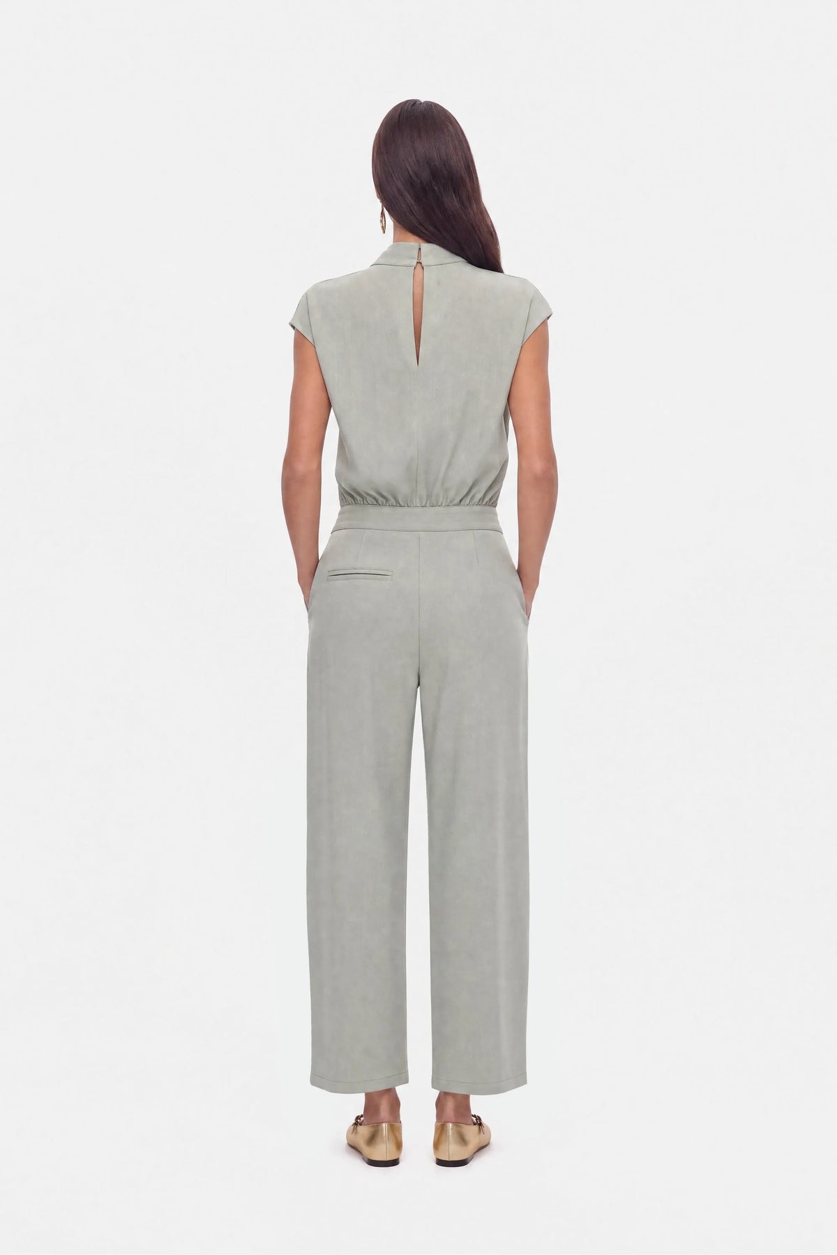 Nocturne Mint Green Women Accessory Detail Straight Leg Trousers SKU: N27KN3554_0037 Image 04