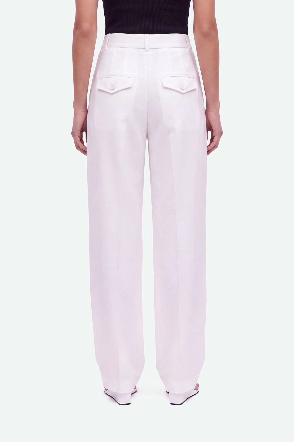 Nocturne White Women Double Pleat Wide Leg Trousers SKU: N27KN3566_0001 Image 03