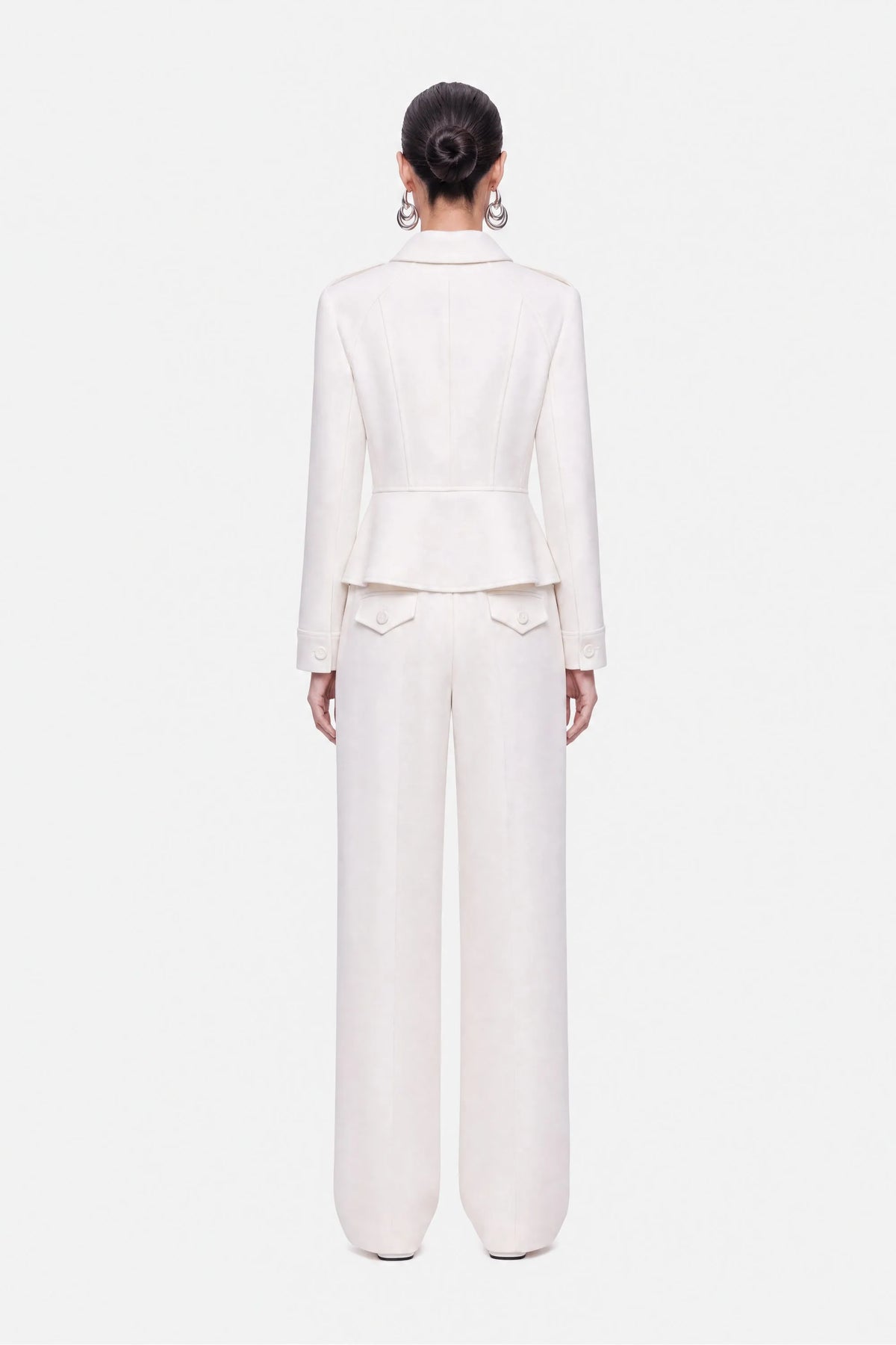 Nocturne White Women Double Pleat Wide Leg Trousers SKU: N27KN3566_0001 Image 04