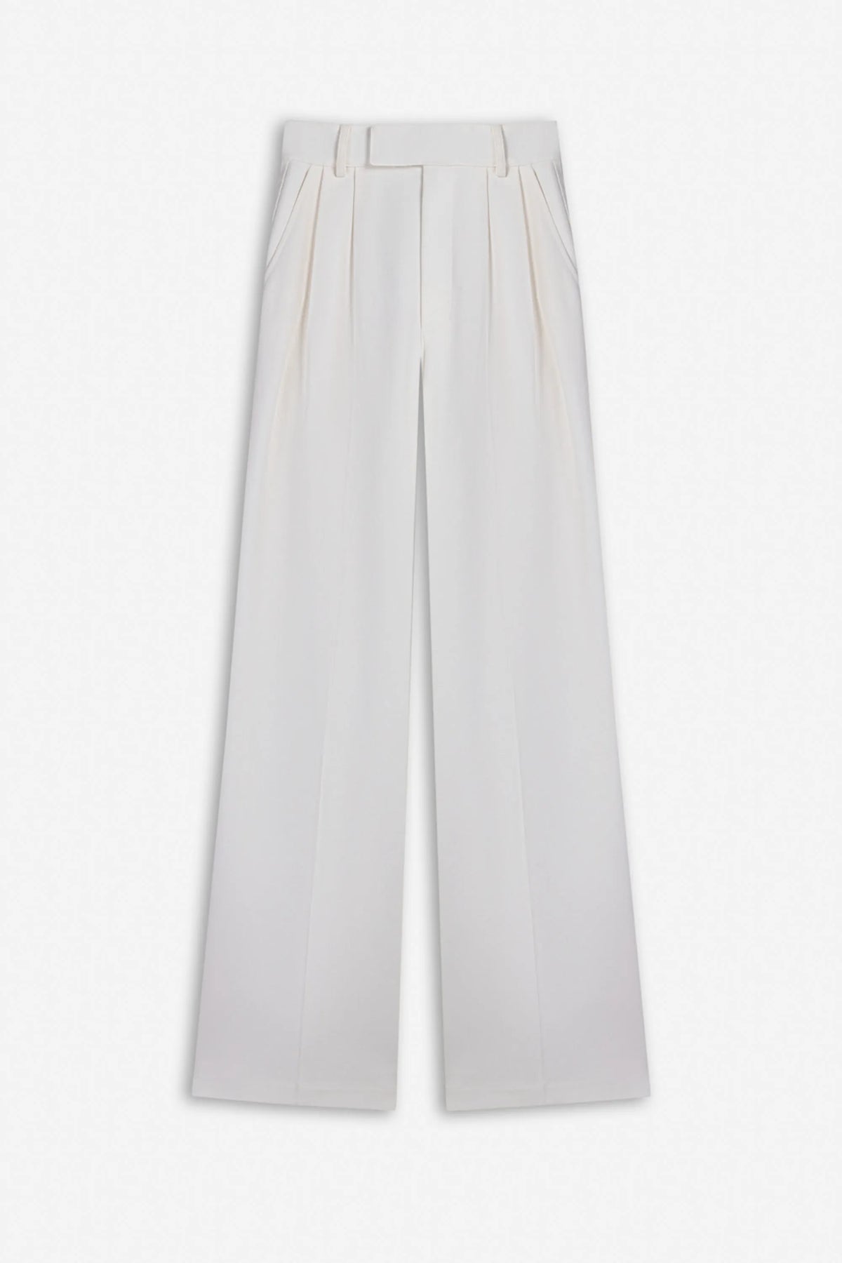 Nocturne White Women Double Pleat Wide Leg Trousers SKU: N27KN3566_0001 Image 05