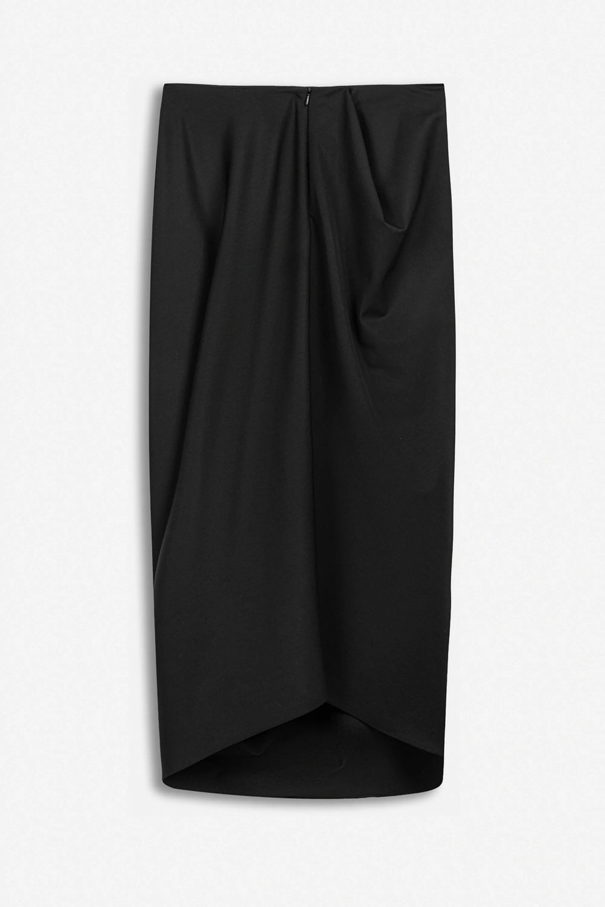 Nocturne Black Women Draped Pleat Detail Midi Skirt SKU: N27KN4284_0002 Image 04