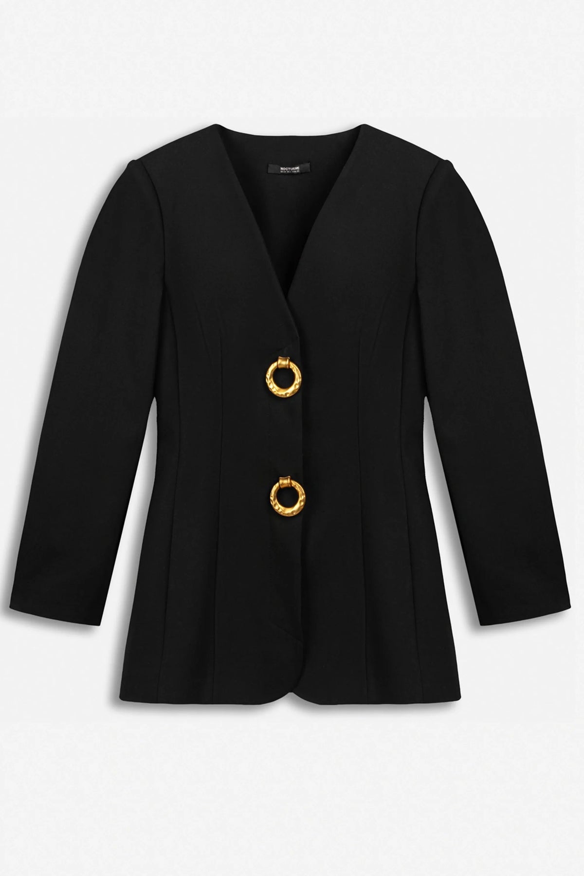 Nocturne Black Women Ring Button Wrap Front Jacket SKU: N27KN5385_0002 Image 06