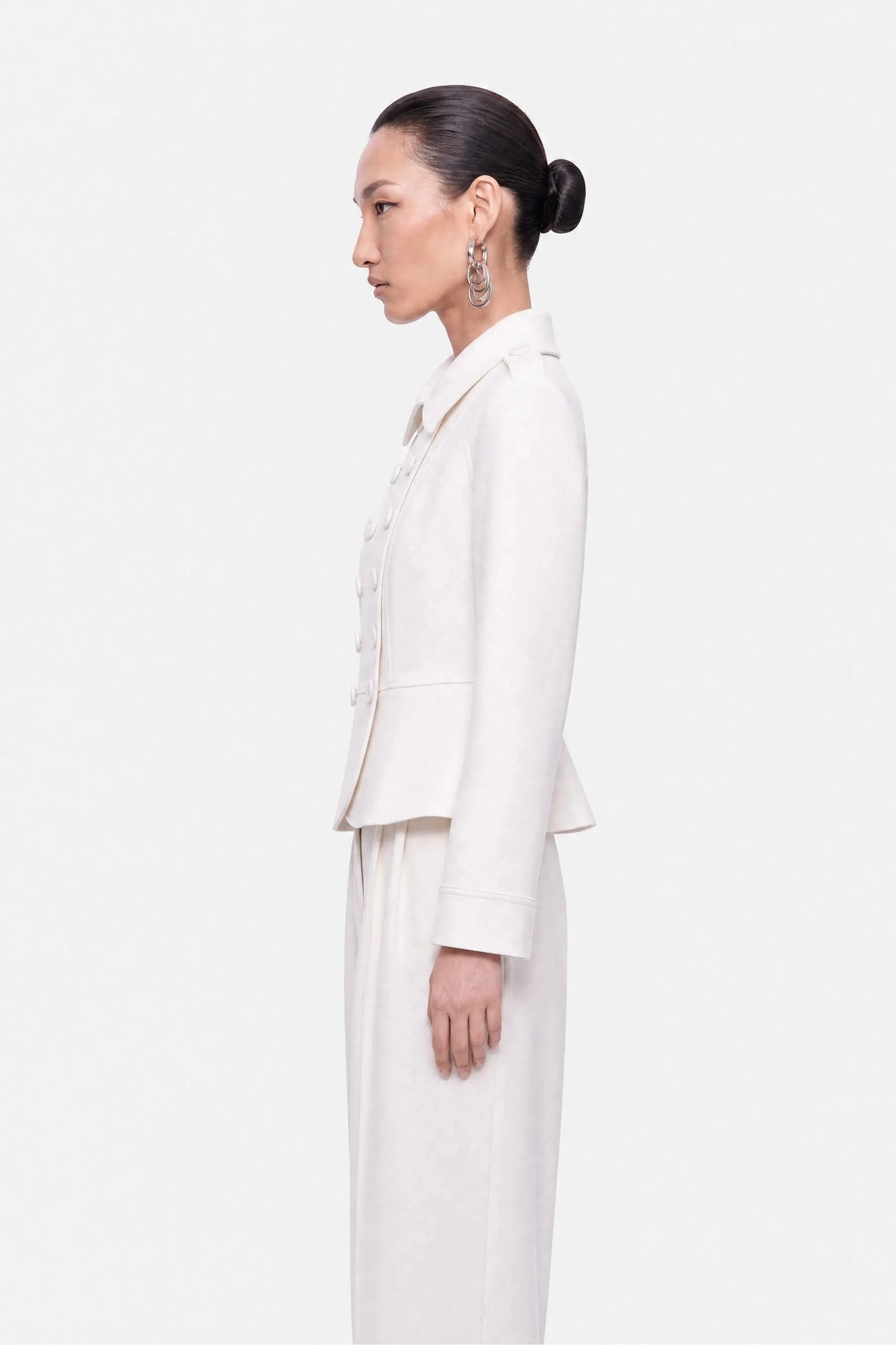 Nocturne White Women Double Breasted Epaulette Jacket SKU: N27KN5388_0001 Image 02