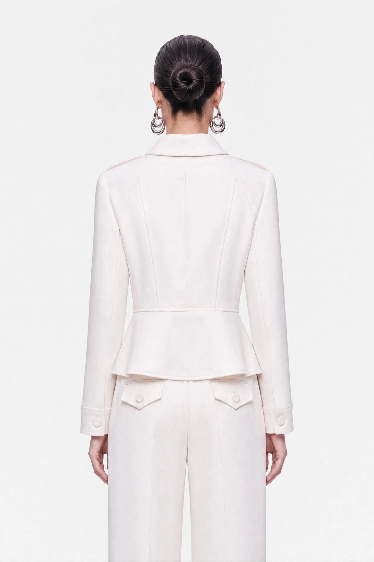 Nocturne White Women Double Breasted Epaulette Jacket SKU: N27KN5388_0001 Image 03