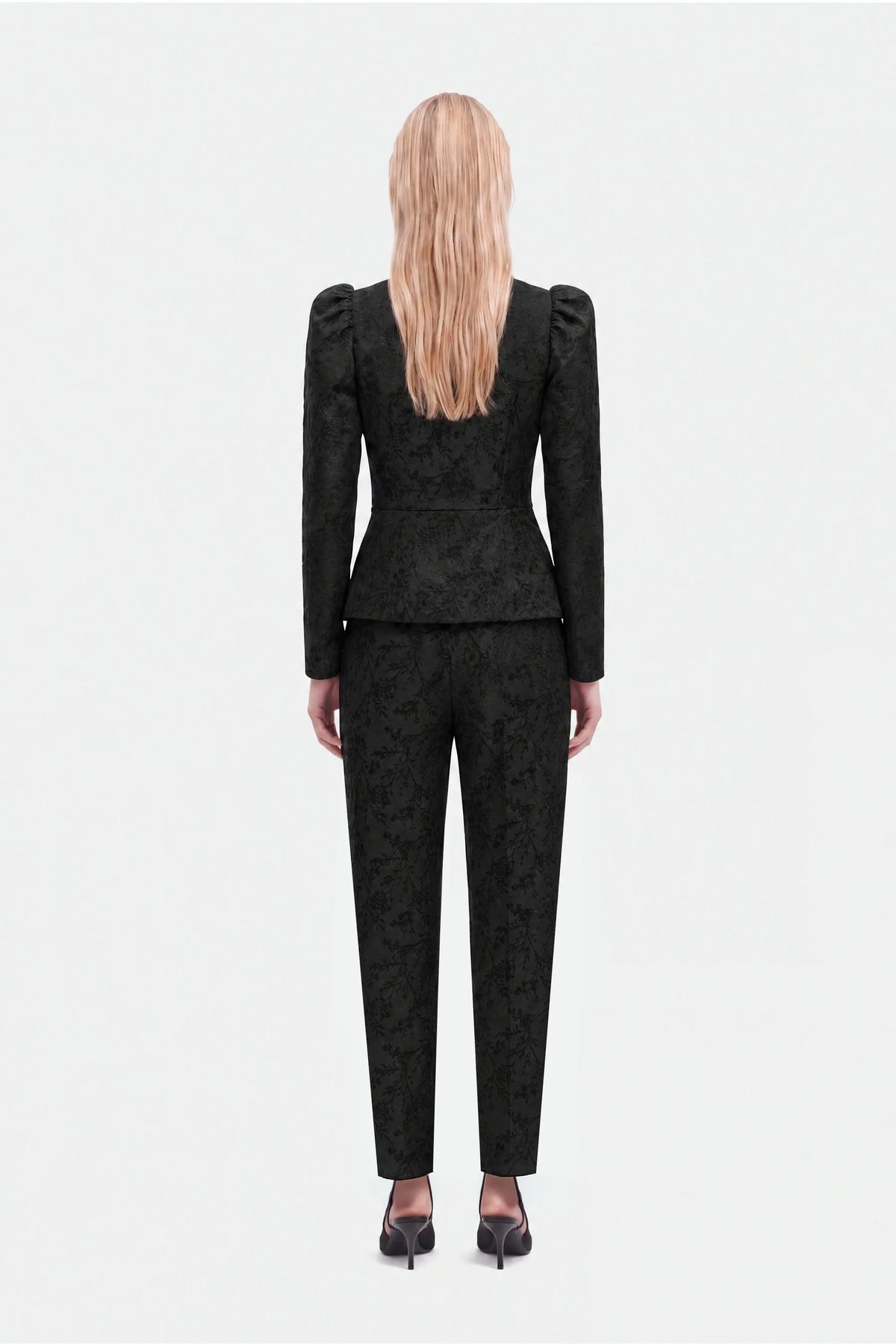 Nocturne Black Women Jacquard Balloon Sleeve Wrap Jacket SKU: N27KN5394_0002 Image 04