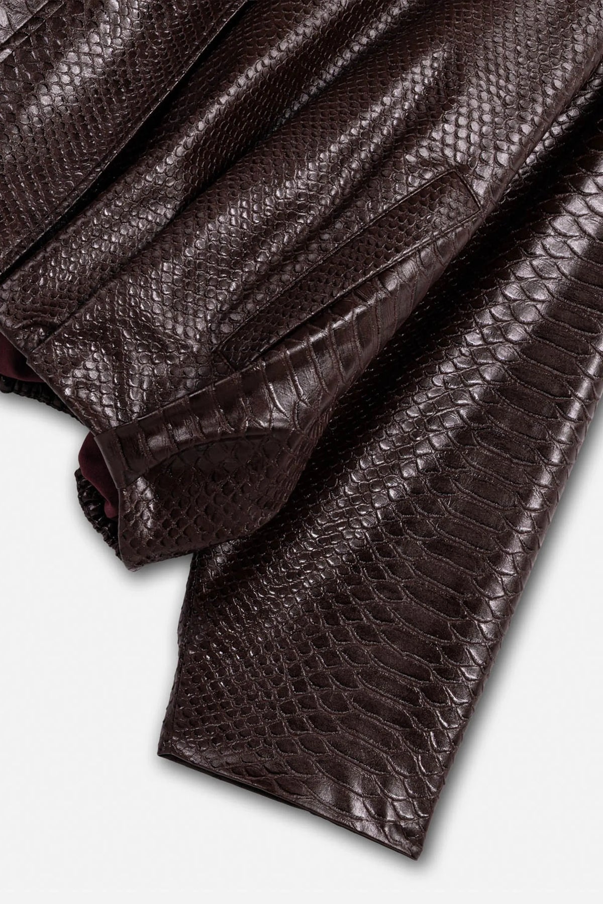 Nocturne Dark Brown Women Snake Effect Leather Jacket SKU: N27KN5411_0094 Image 07