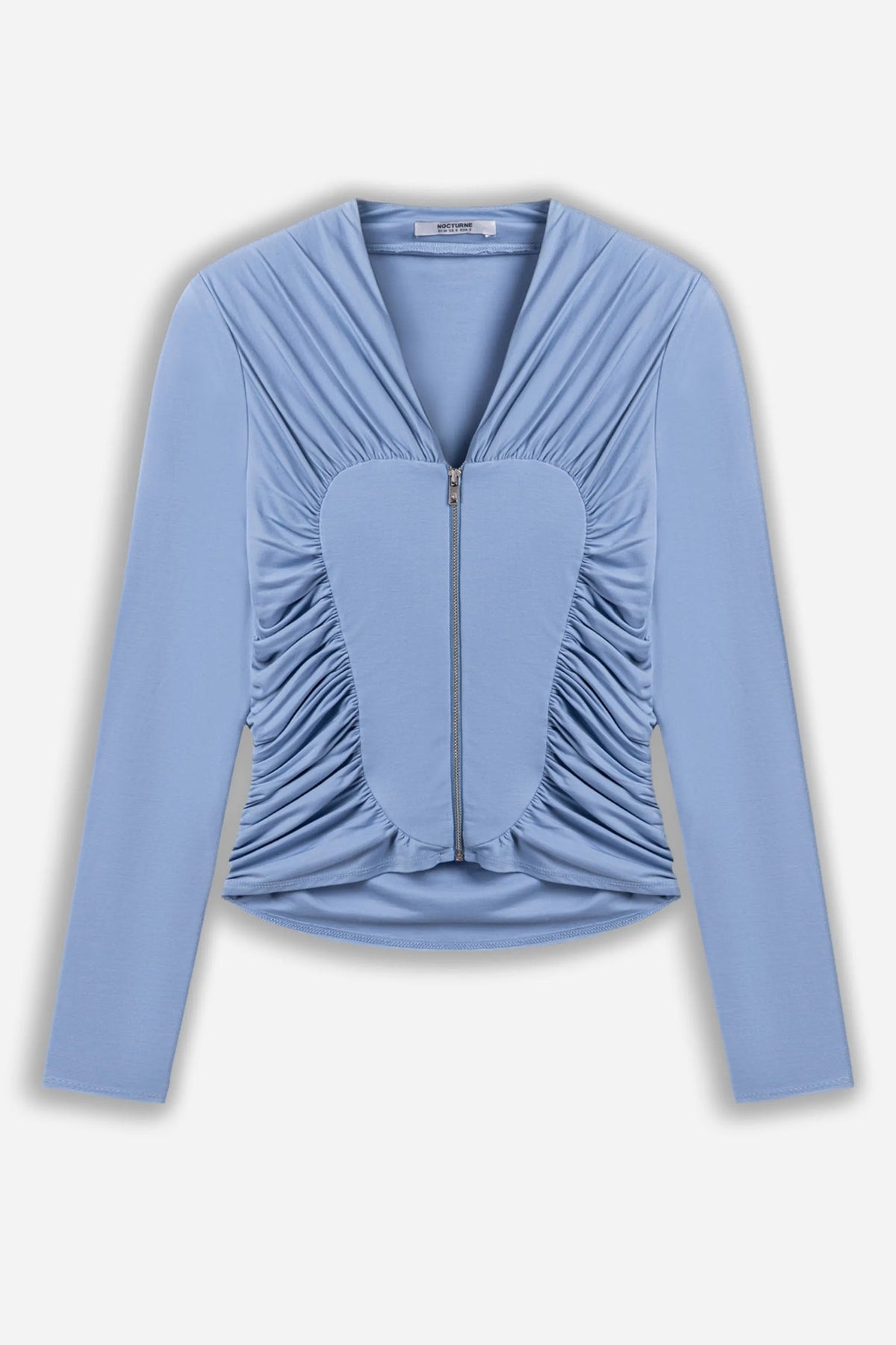 Nocturne Blue Women Ruched Metal Zip Blouse SKU: N27KN6272_0011 Image 05