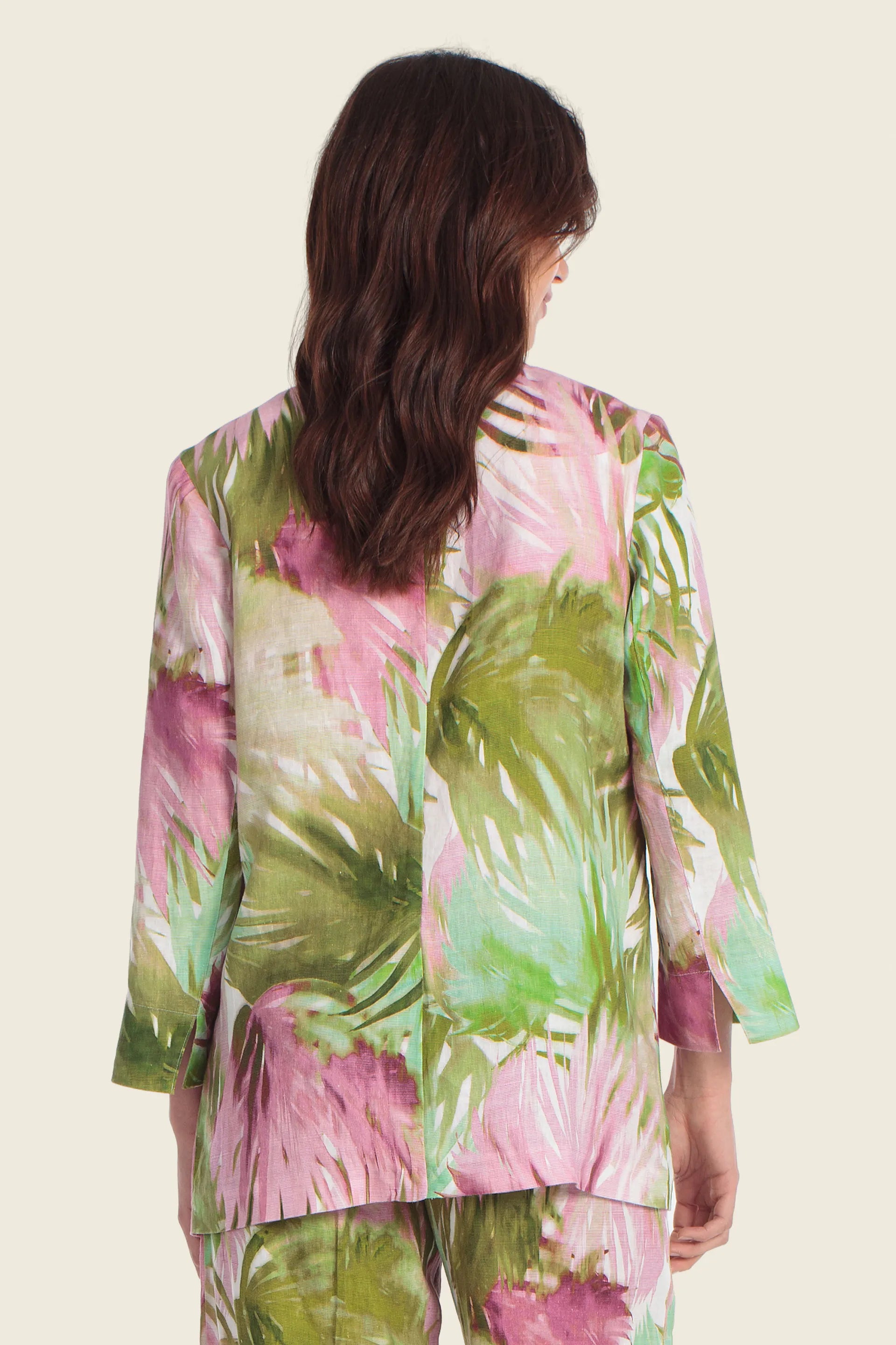 Gerry Weber Palm Print 0 100% Linen Printed Blazer SKU: N60158_630 Image 02