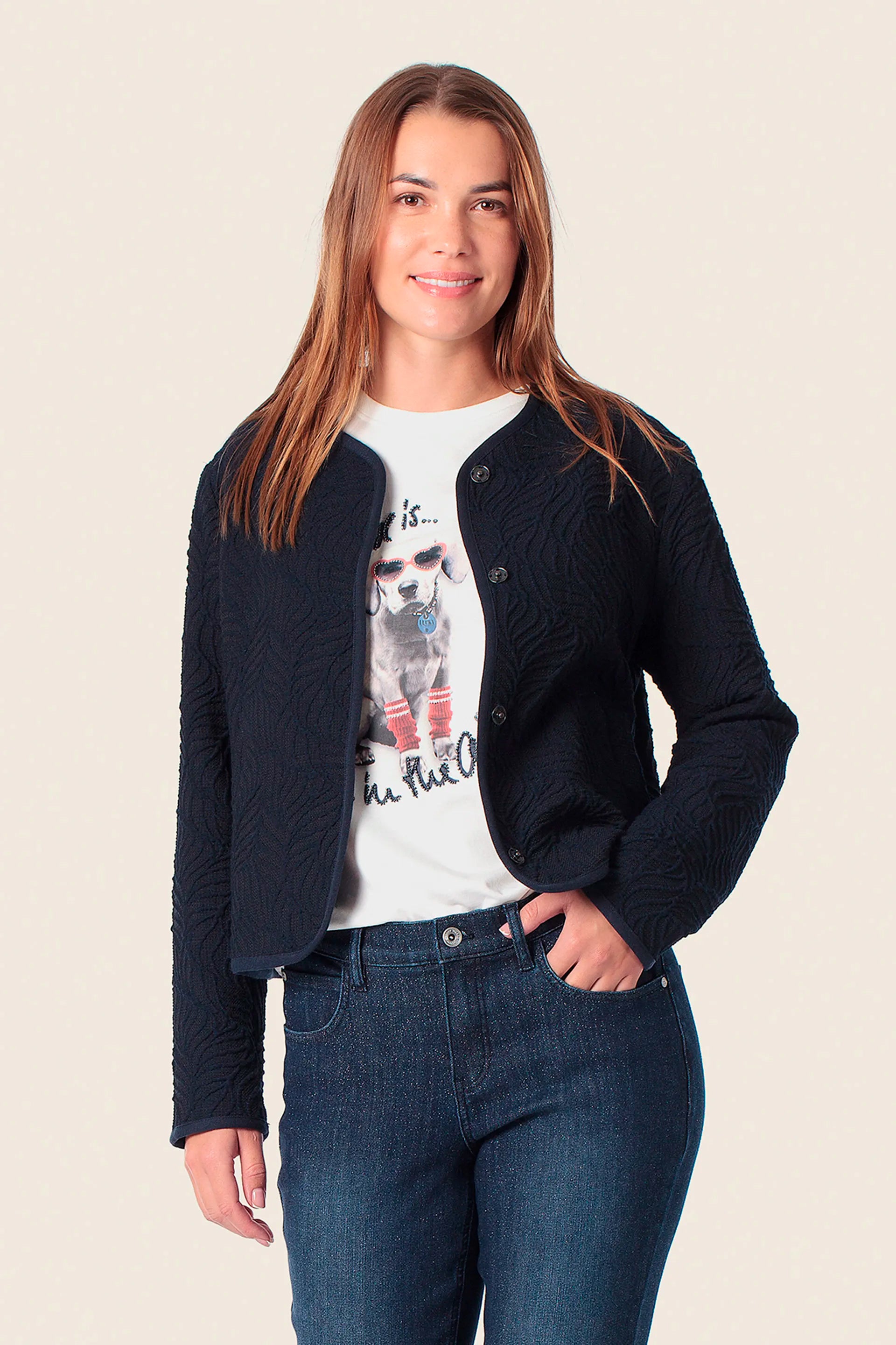 Gerry Weber Blue Navy 0 Quileted Jacket With Buttons SKU: N60276_104 Image 01