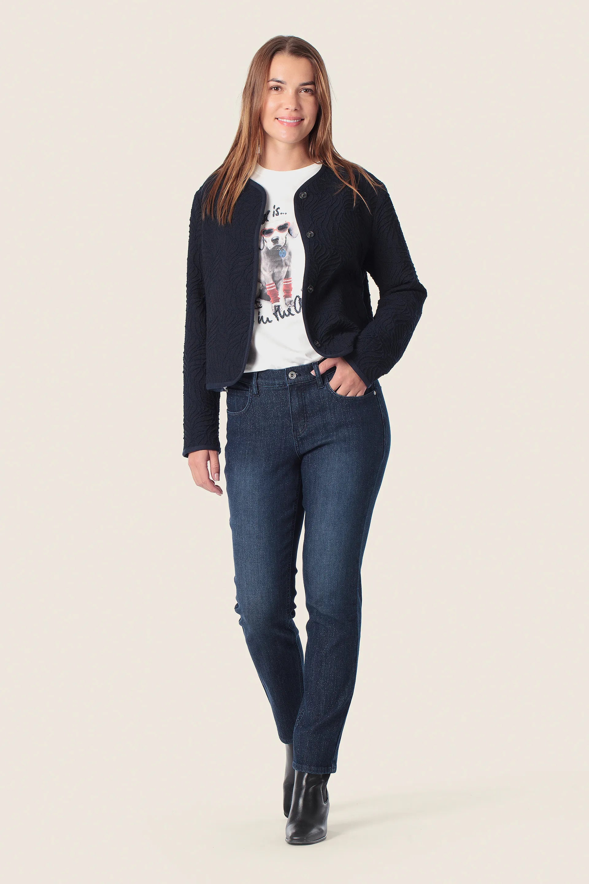Gerry Weber Blue Navy 0 Quileted Jacket With Buttons SKU: N60276_104 Image 03