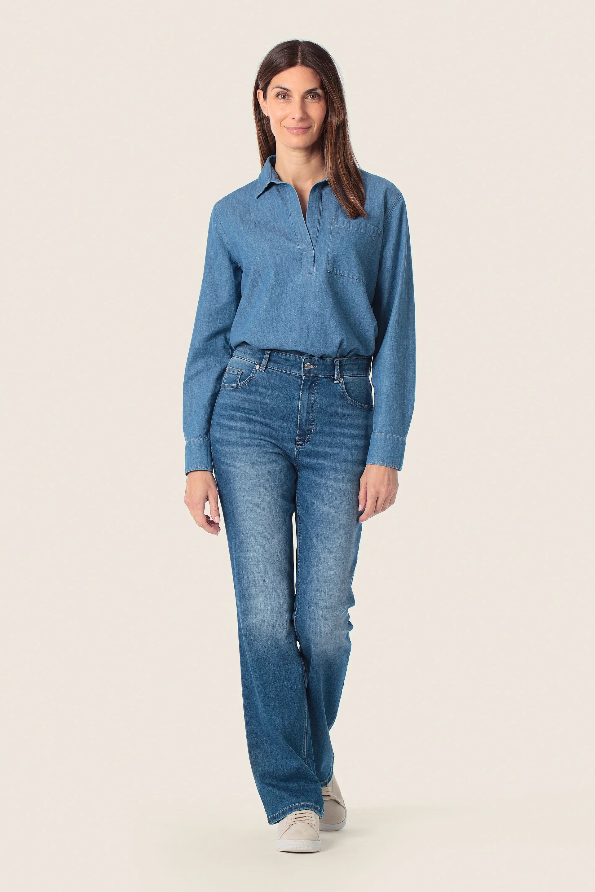 Gerry Weber Blue MŽdium Denim 0 Denim Long Sleeve Shirt SKU: N60457_396 Image 03
