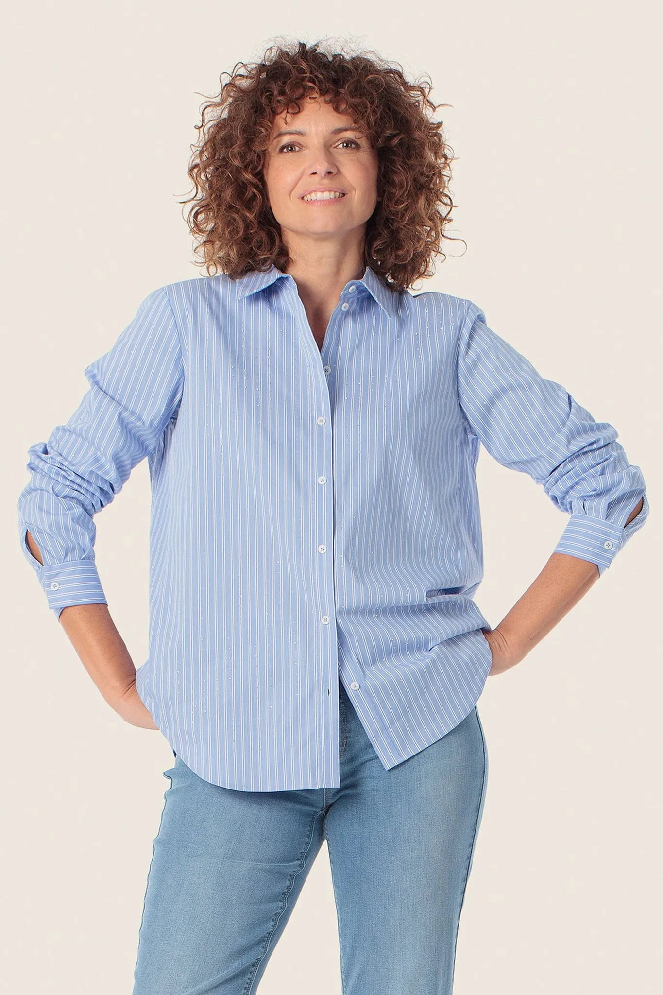 Gerry Weber Blue Sky Women Striped Blouse with Rhinestones SKU: N60460_125 Image 03