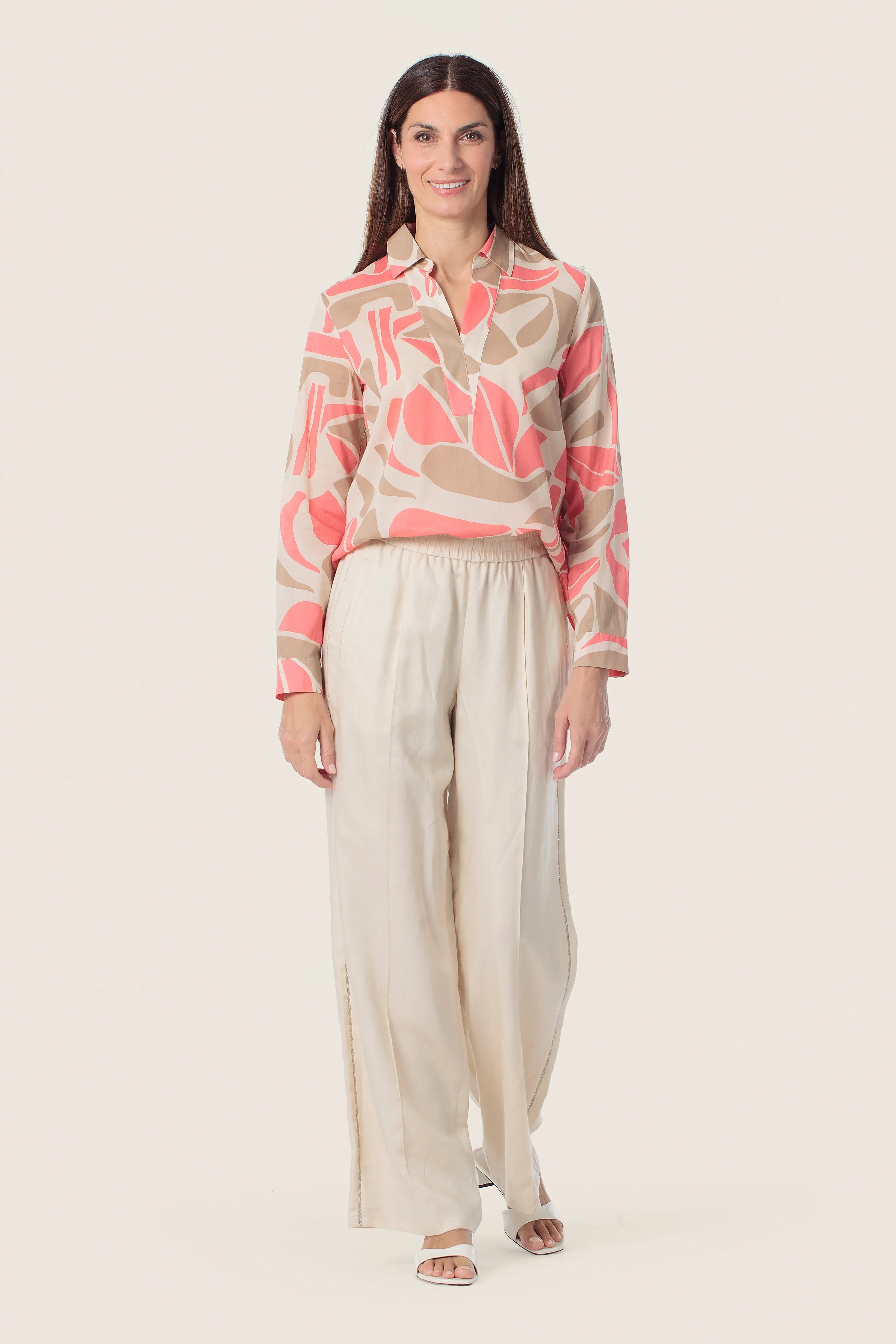 Gerry Weber Pink Powder 0 Long Sleeve Printed Blouse SKU: N60478_351 Image 03
