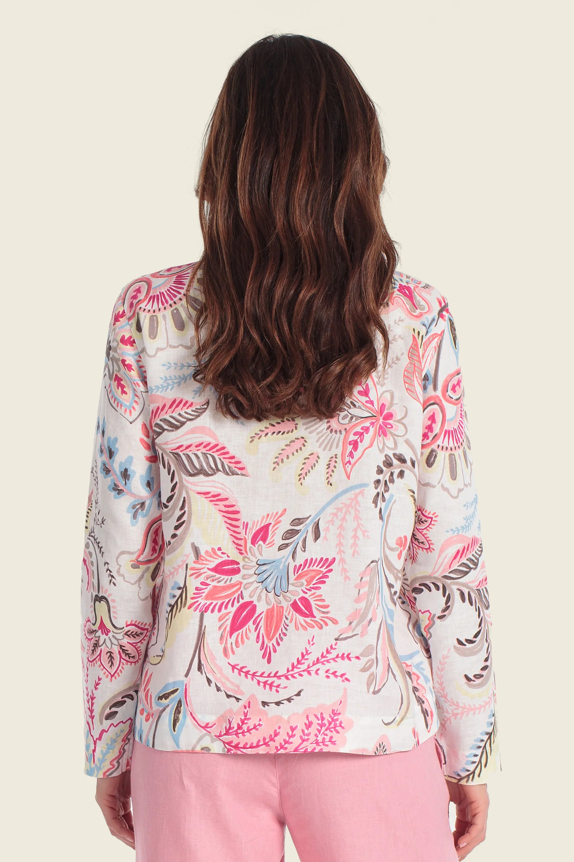 Gerry Weber Flowers & Leaves White Print 0 Long Sleeve Printed Blouse SKU: N60484_676 Image 02