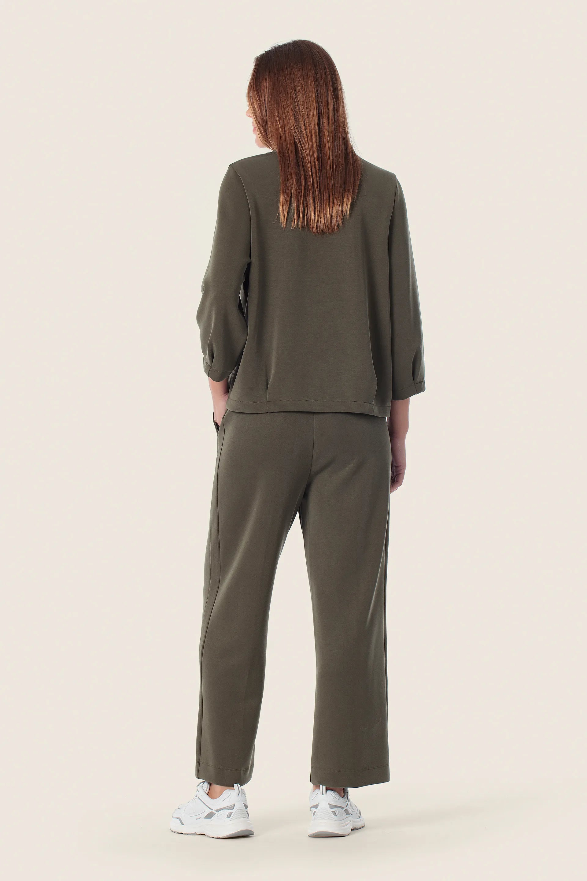 Gerry Weber Green Khaki 0 Green Sweatshirt With V-Neck Collar SKU: N60603_155 Image 04