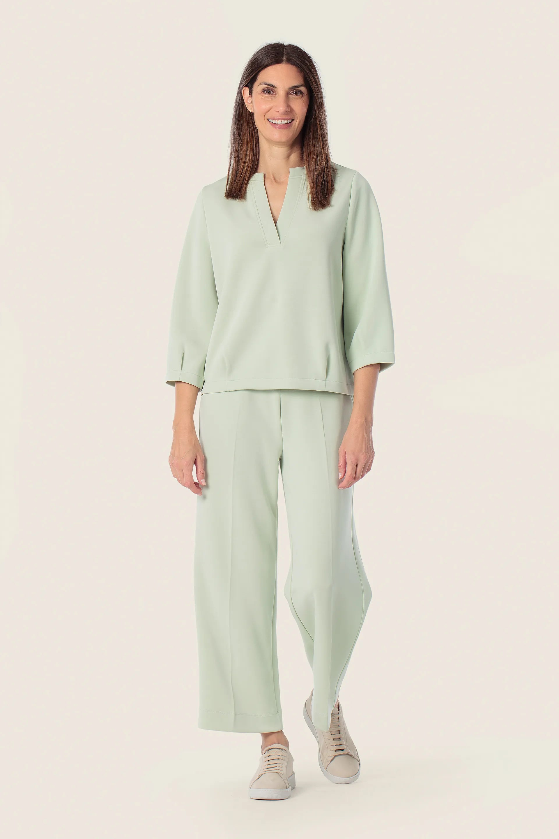 Gerry Weber Green Mint 0 Green Sweatshirt With V-Neck Collar SKU: N60603_218 Image 03
