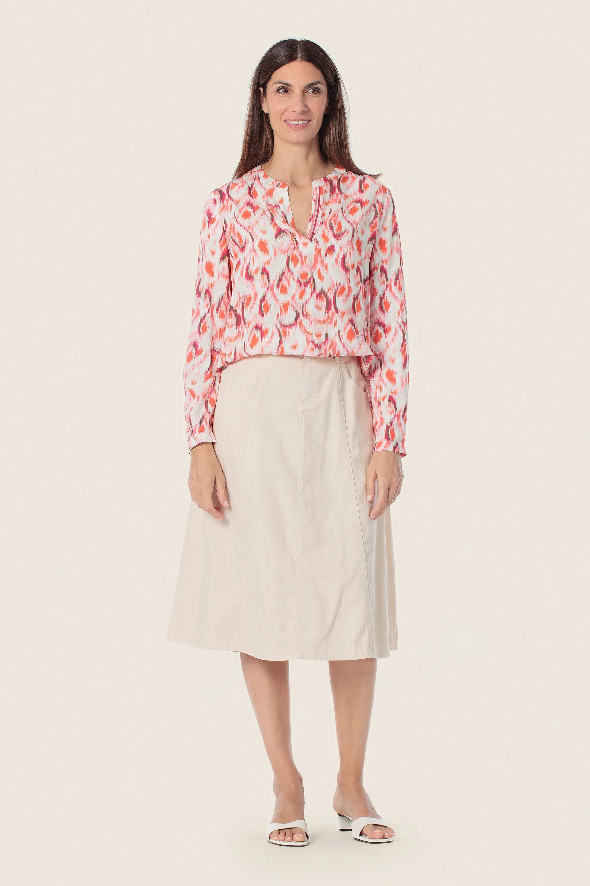 Gerry Weber Pink Flamingo 0 Long Sleeve Printed Blouse SKU: N61024_295 Image 03