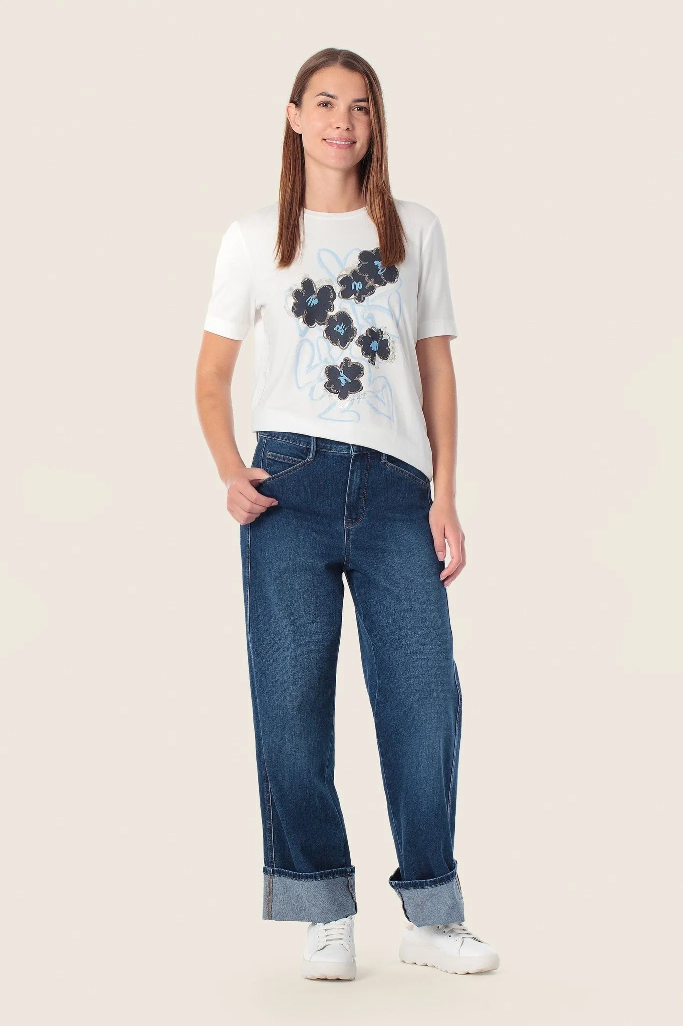 Gerry Weber White Off White Women Printed T-Shirt SKU: N61701_121 Image 11
