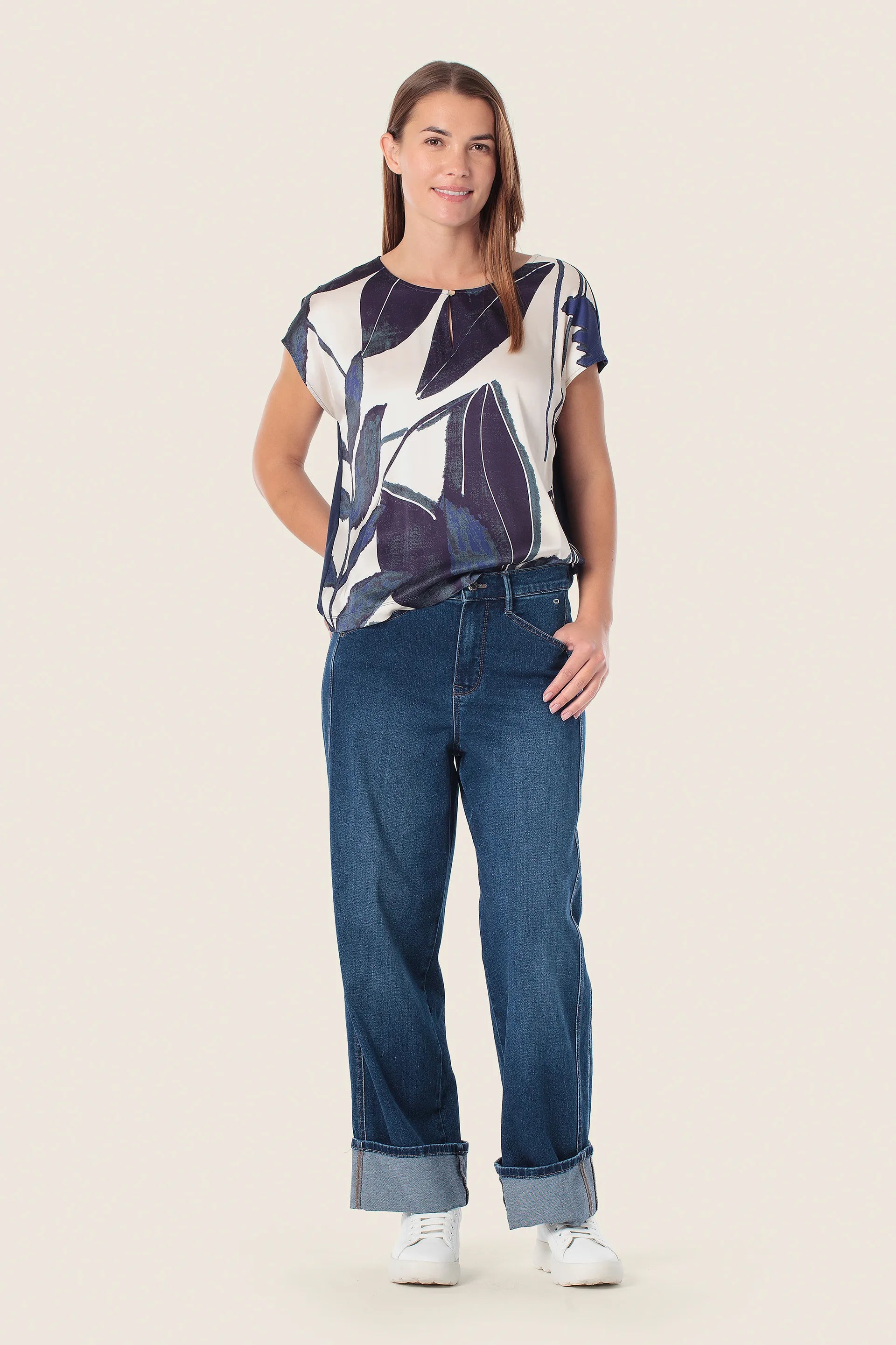 Gerry Weber Indigo 0 Patterned Short Sleeve Blouse SKU: N61704_146 Image 03