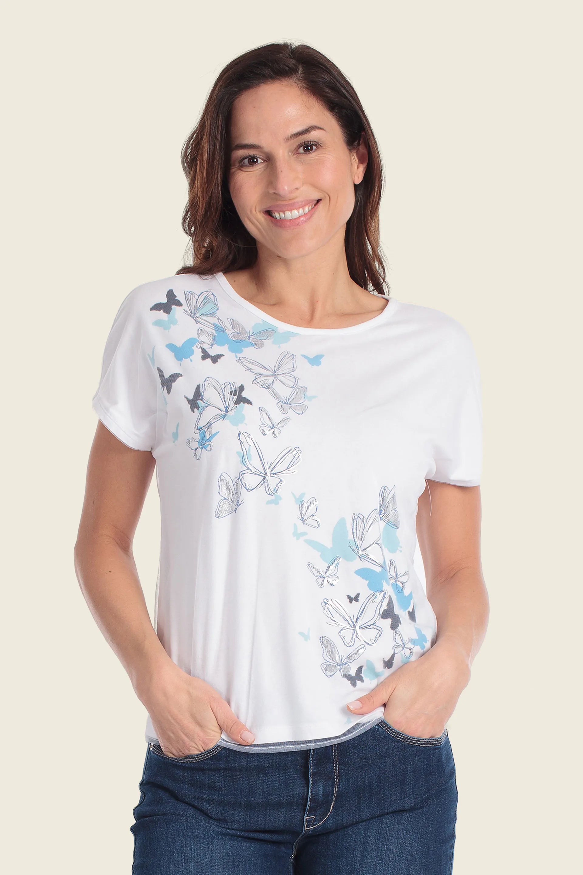 Gerry Weber White Front Print 0 White T-Shirt With Graphic Print SKU: N61773_665 Image 01