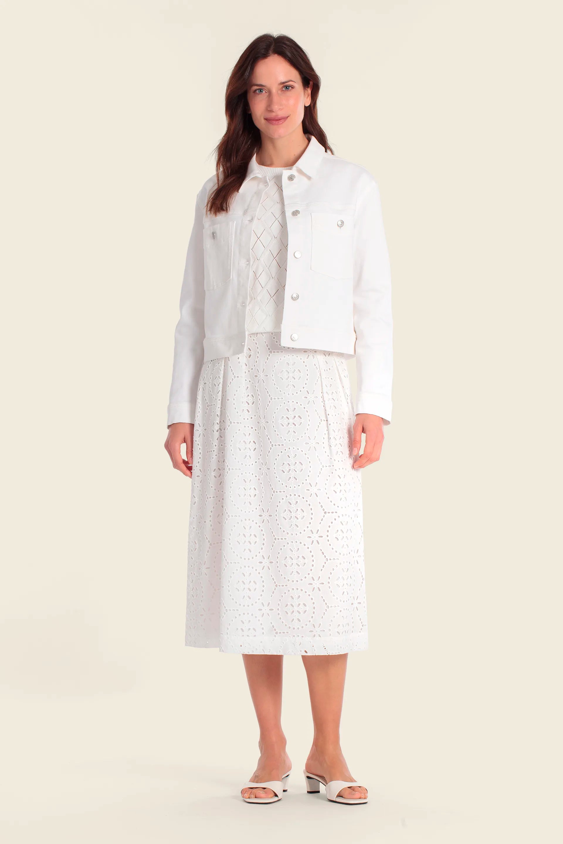 Gerry Weber White 0 White Cropped Denim Jacket SKU: N62164_102 Image 03