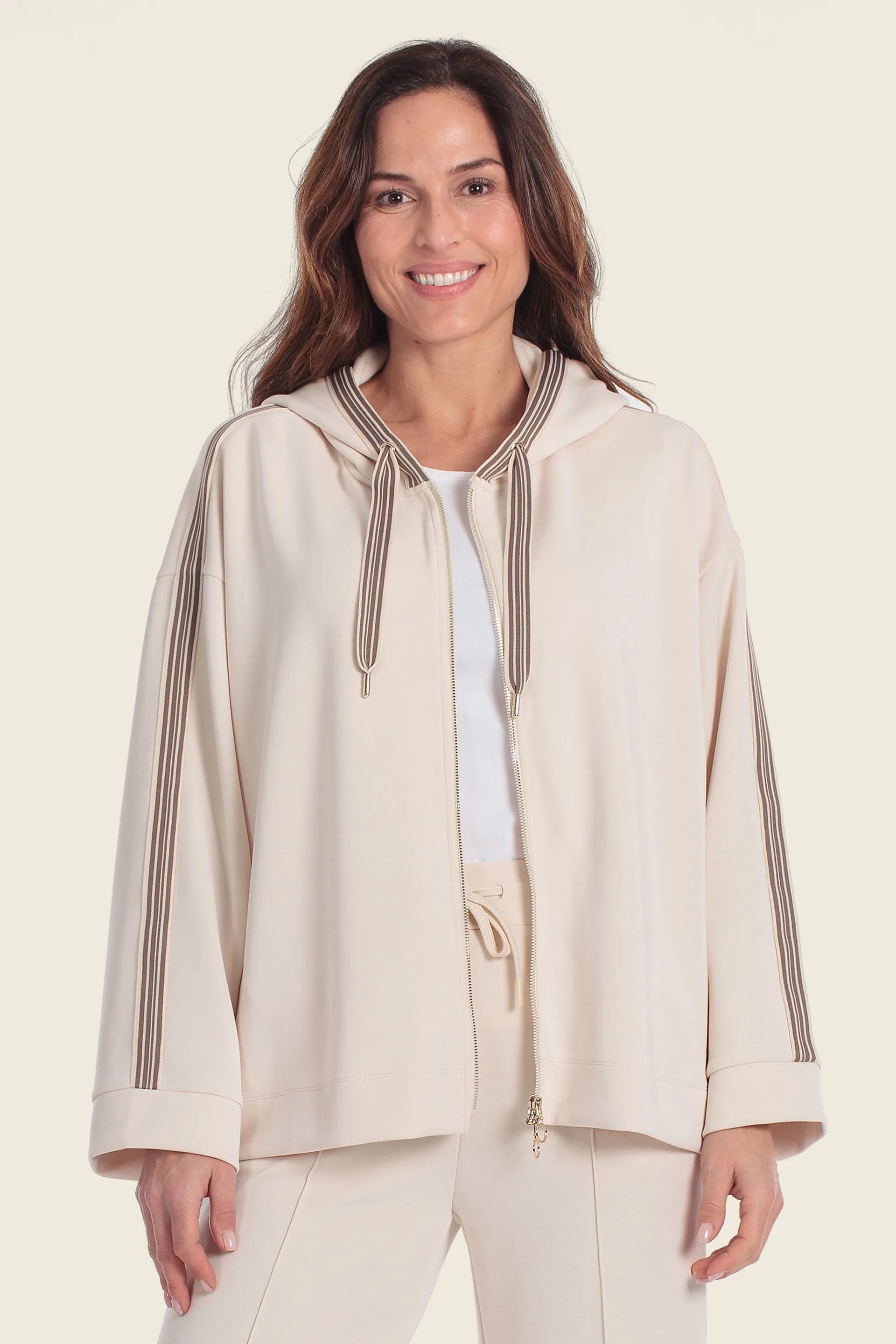 Gerry Weber Beige Sand 0 Hooded Sports Jacket SKU: N62200_129 Image 01