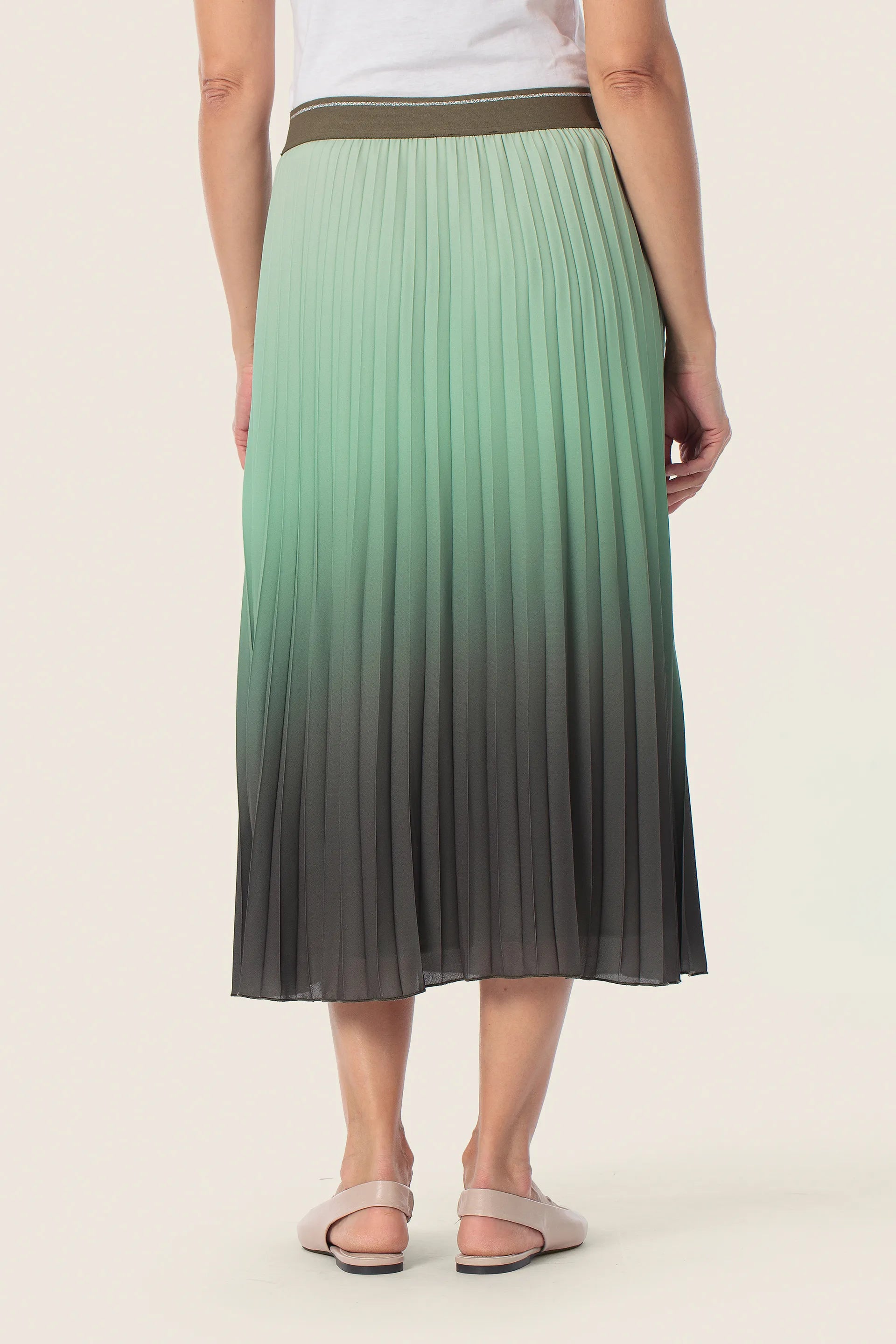 Gerry Weber Green Khaki 0 Ombre Pleated Midi Skirt SKU: N65683_155 Image 02