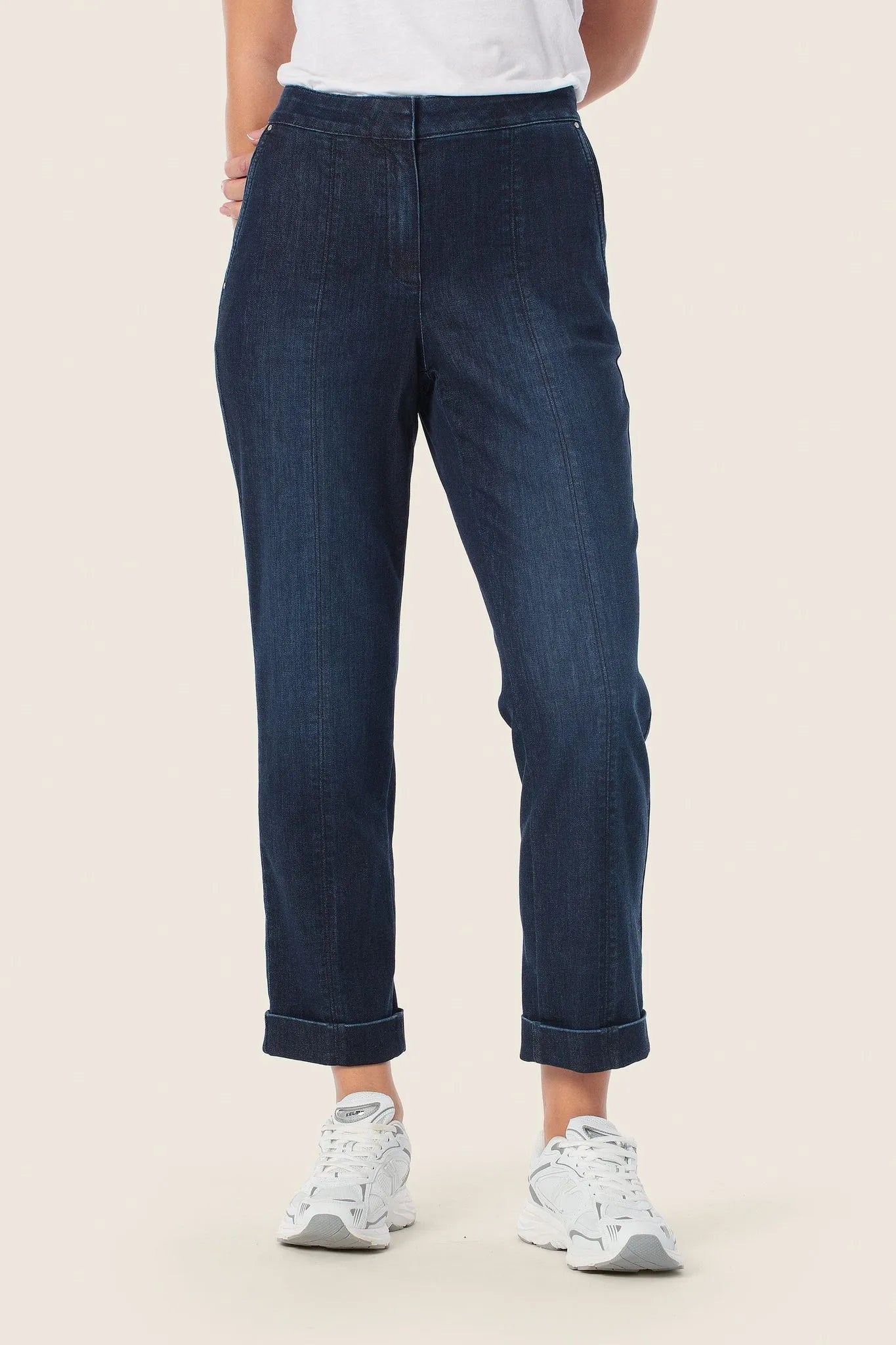 Gerry Weber Blue Dark Denim Women Cotton Trousers SKU: N67002_397 Image 01