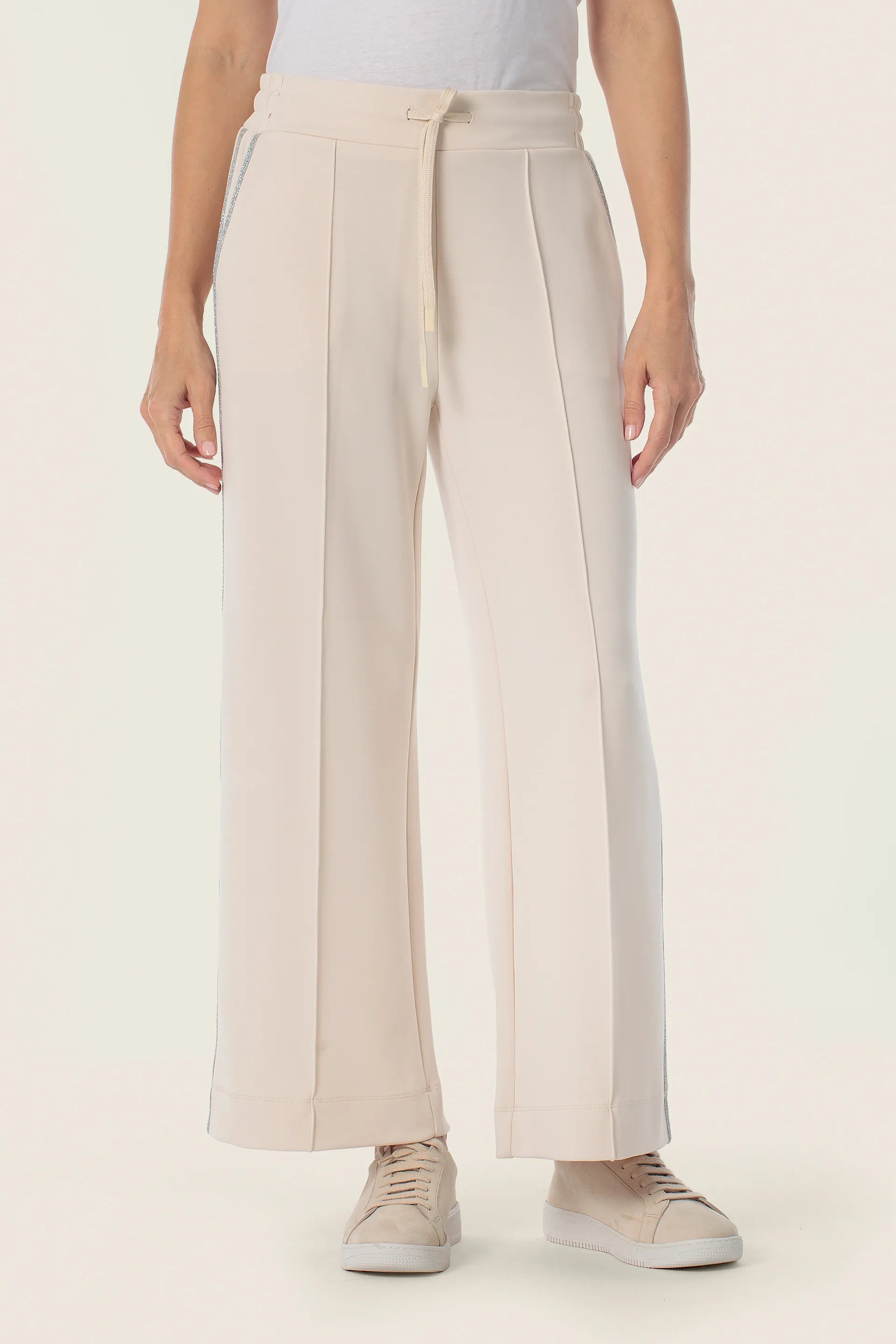 Gerry Weber Beige Sand 0 Cropped Wide Leg Sweatpants SKU: N67017_129 Image 01