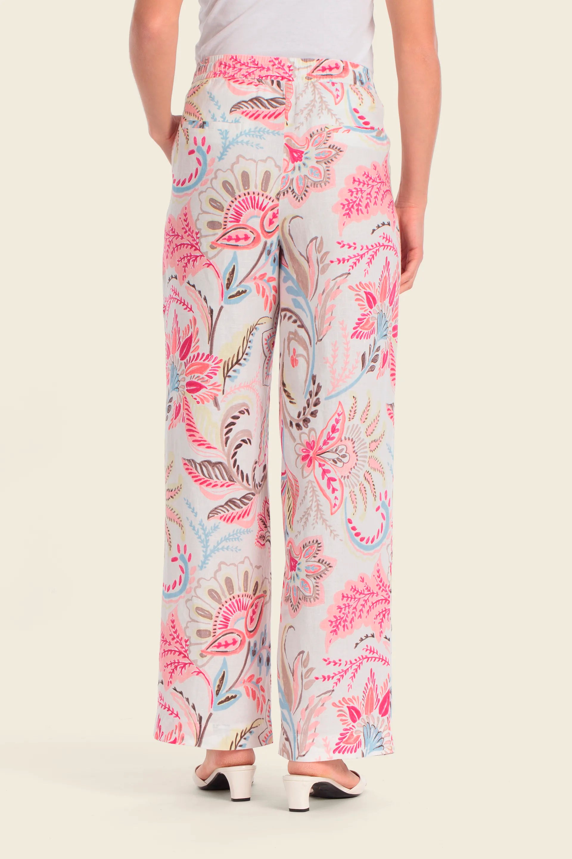 Gerry Weber Flowers & Leaves White Print 0 Printed Slip On Trousers SKU: N67020_676 Image 02