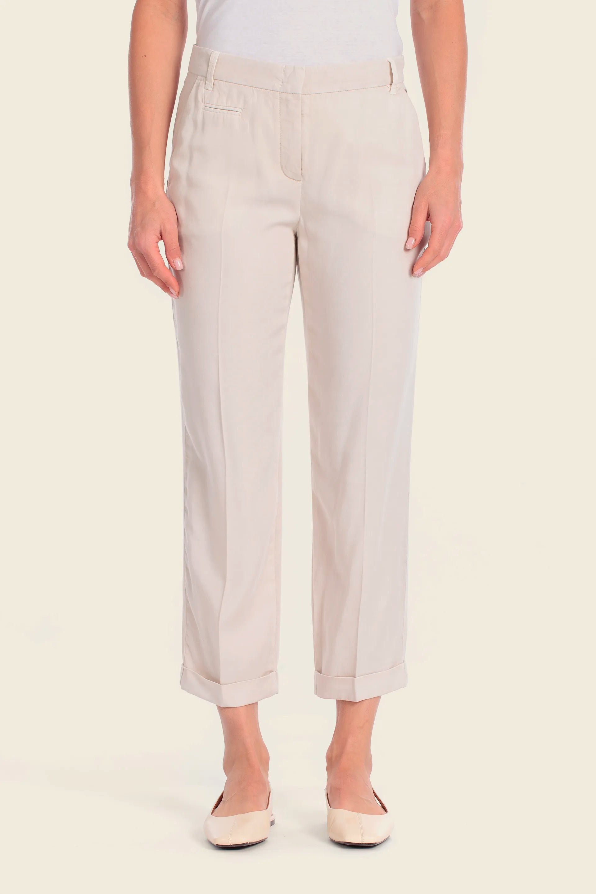 Gerry Weber Sand Shell 0 Beige Cropped Chino Trousers SKU: N67181_671 Image 01