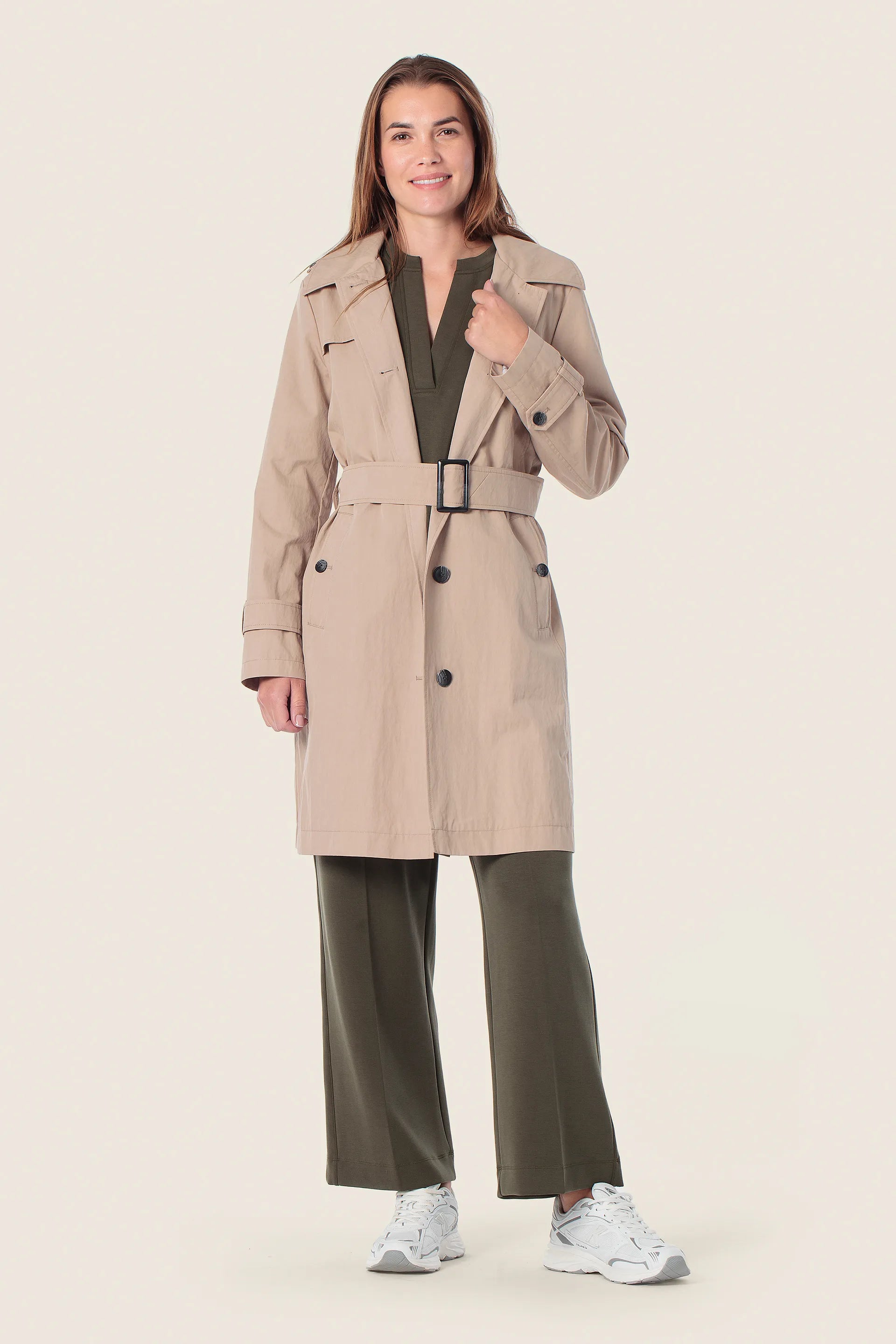 Gerry Weber Beige Camel 0 Long Beige Trench Coat SKU: N68204_144 Image 05