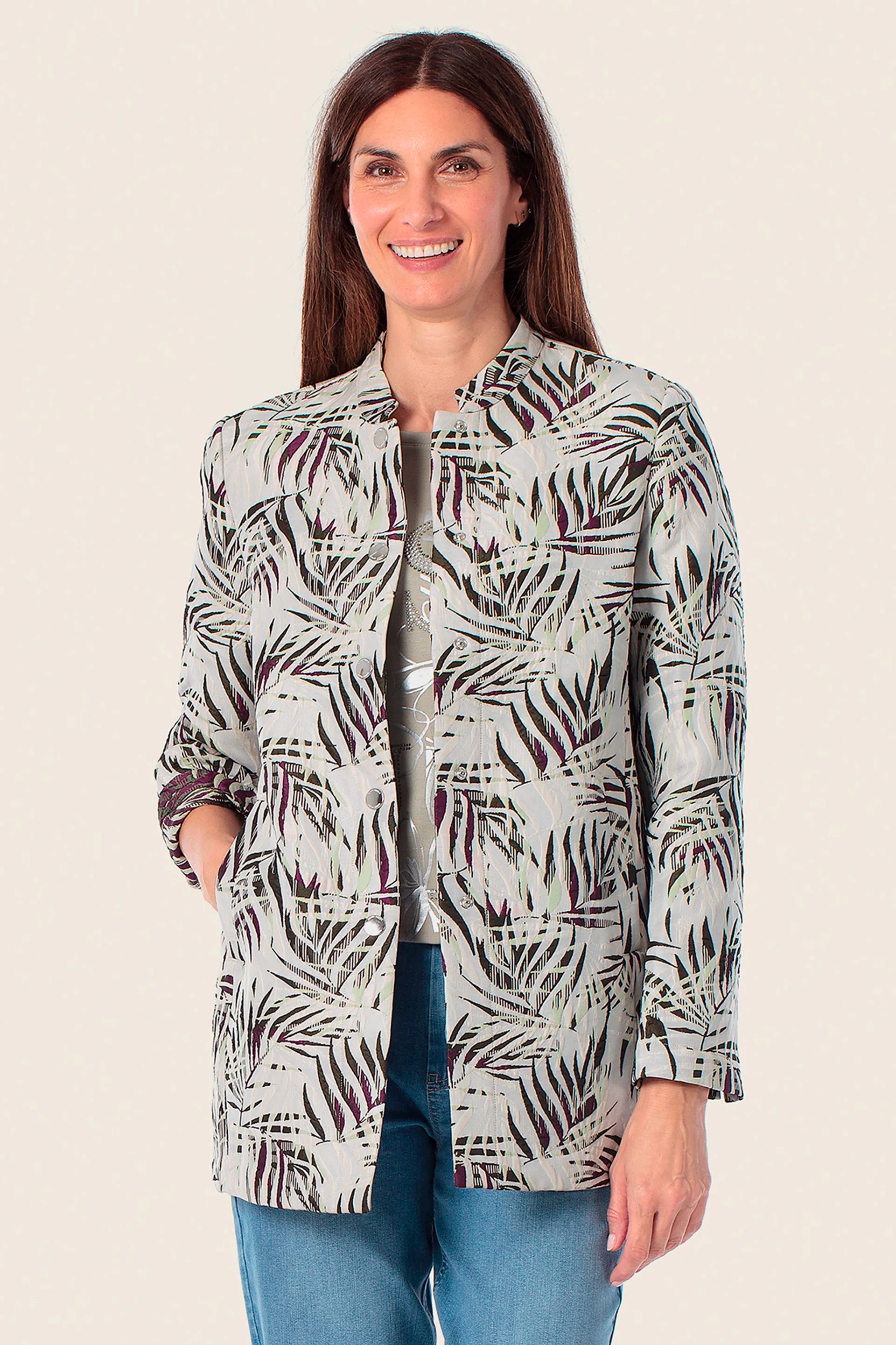 Gerry Weber Green Safari 0 Long Printed Blazer SKU: N68506_256 Image 01